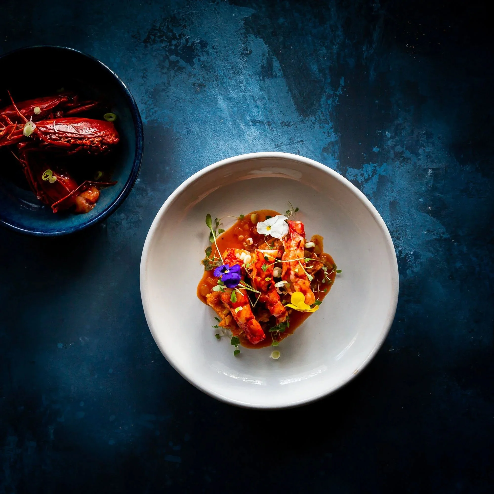 Carabineros red prawn salad dish photographed for UK food brand Fine & Wild