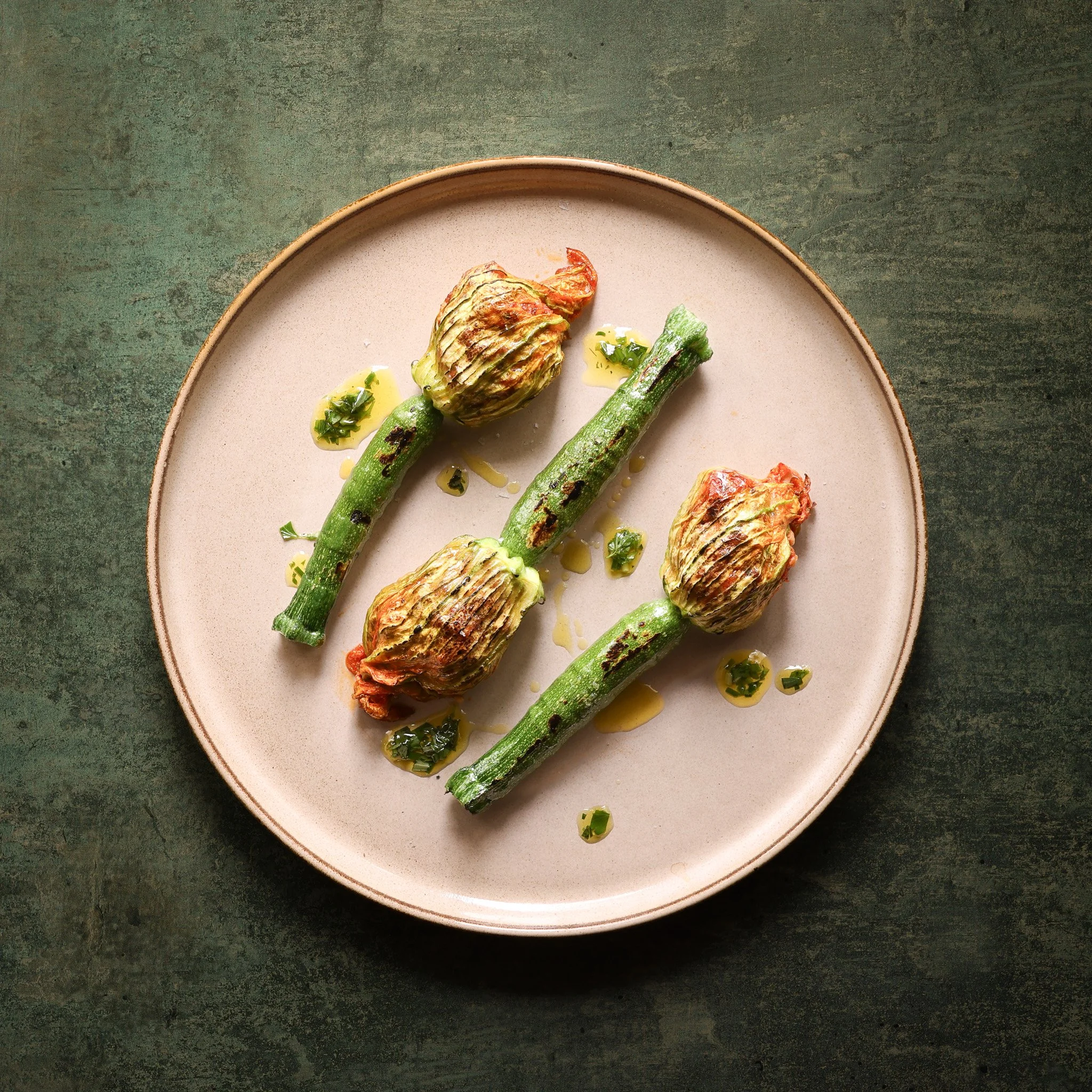 Ricotta stuffed courgettes recipe development, food styling and photography for Fine and Wild 