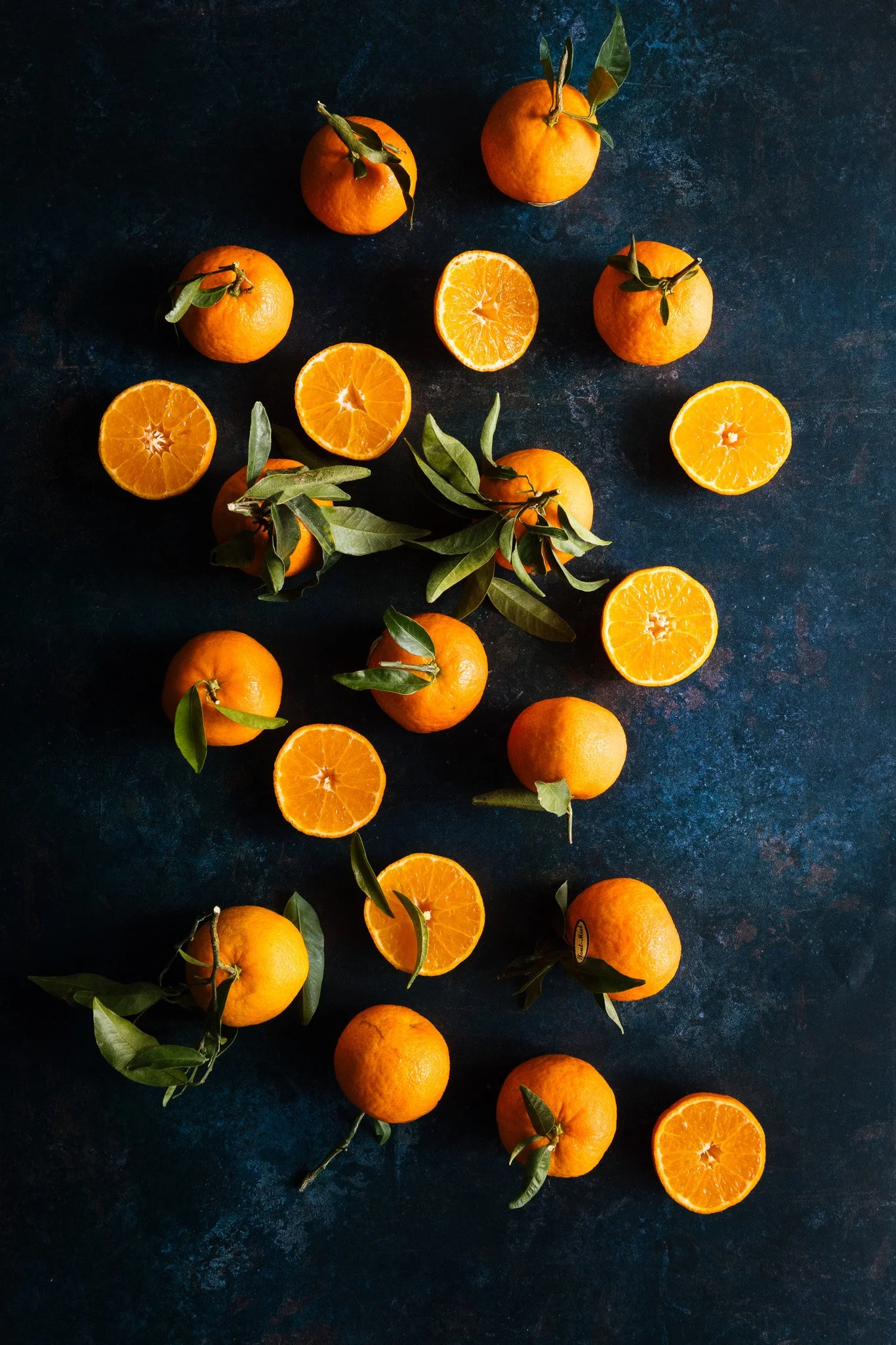 Clementines with leaves lifestyle food photography and content creation UK