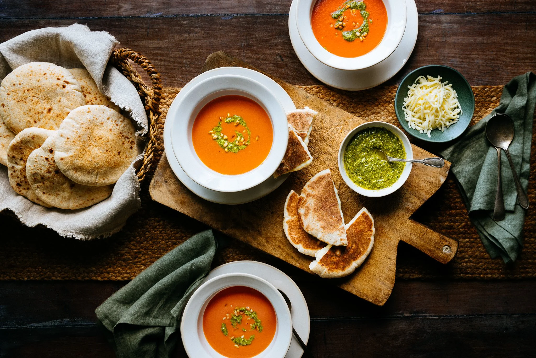 Tomato soup and toasted cheese pittas for UK food brand Mamoosh