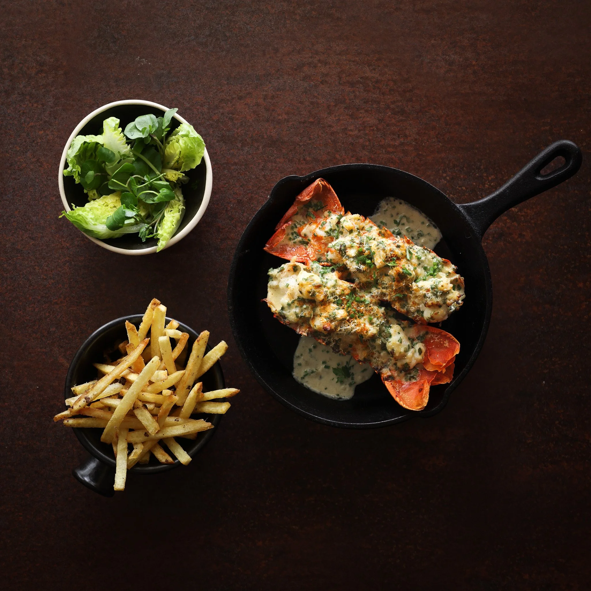 Lobster Thermidor with skinny fries by Louise Robinson, food stylist and photographer at Cygnet Kitchen   