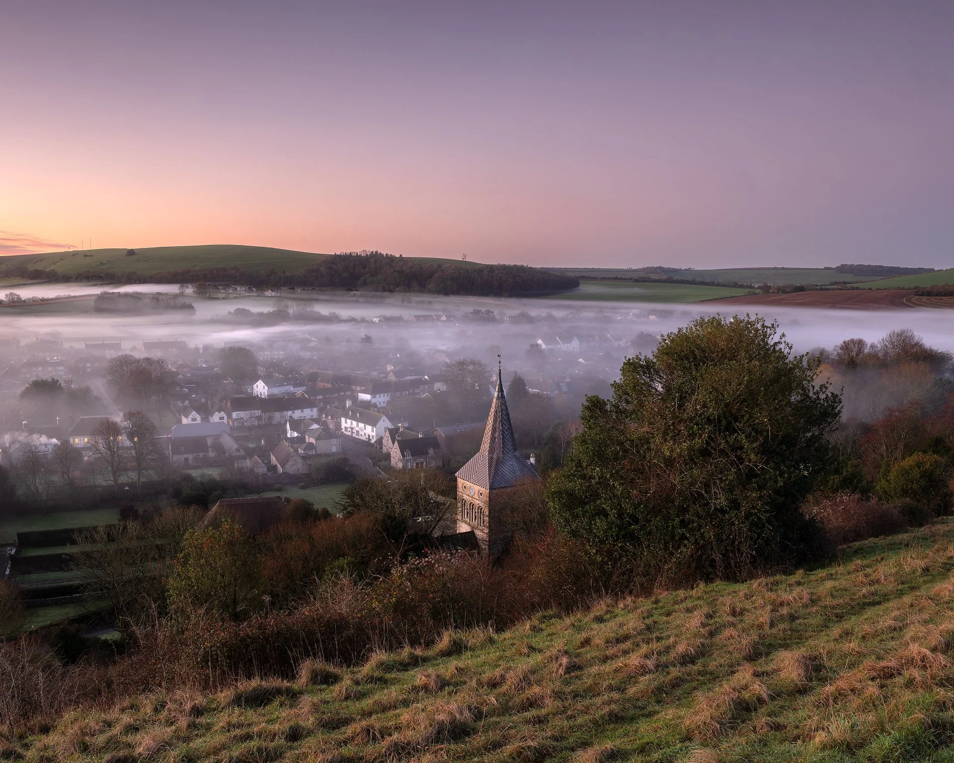 Sunrise over East Meon, Hampshire