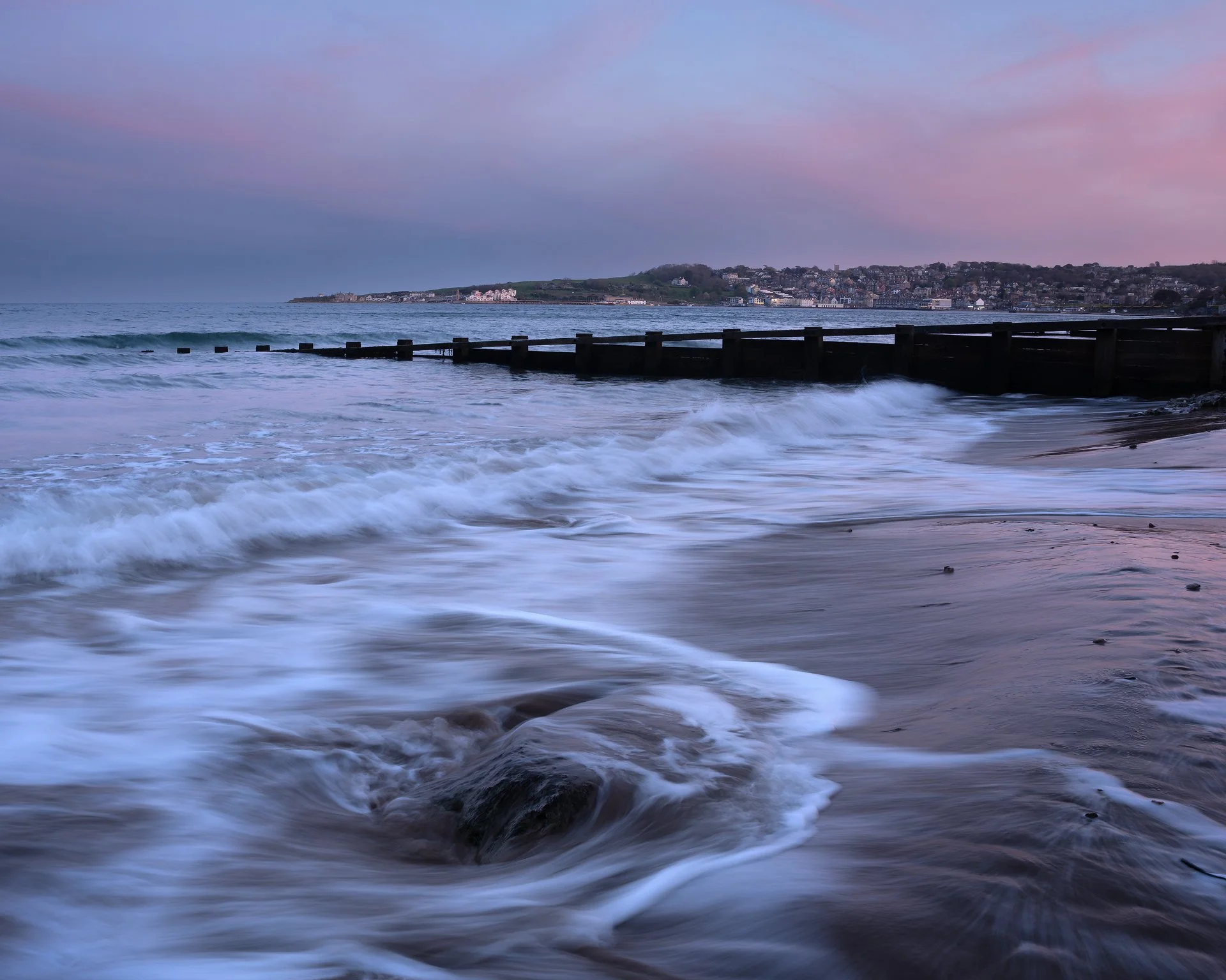 Sunset over Swanage Bay. Dorset