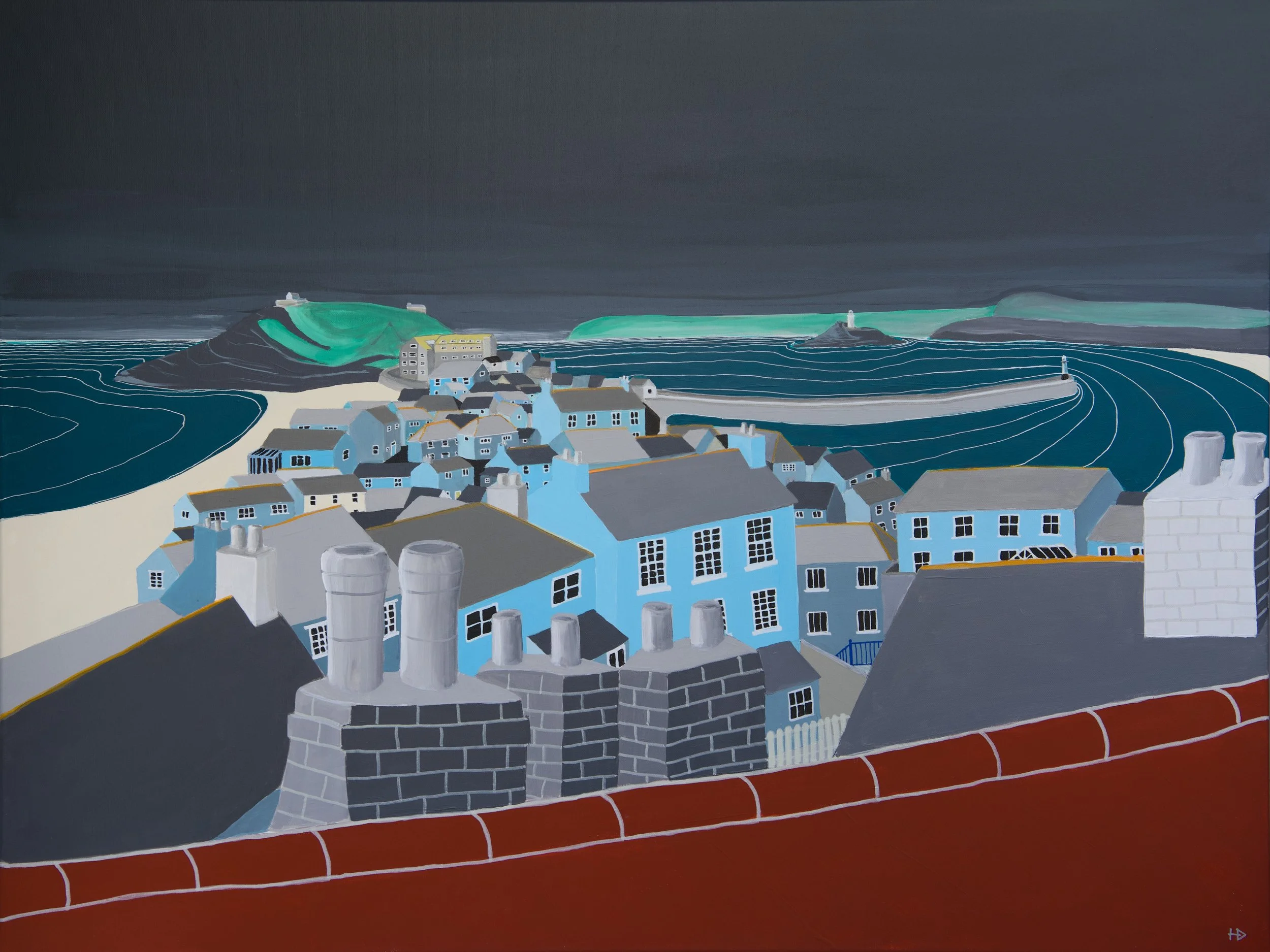 painting of the island at St Ives Cornwall
