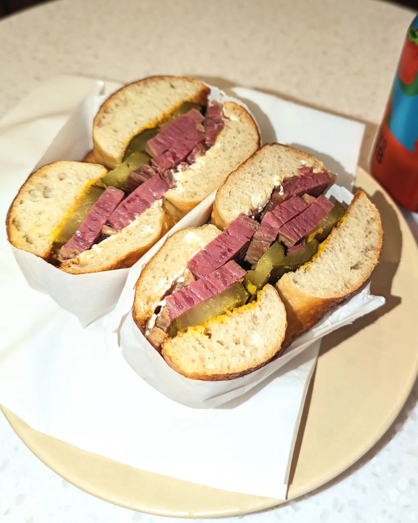 Always a classic. The Salt Beef bagel hits the spot every time. A 7 day brine and slow cooked for 8 hours, the salt beef just falls apart. Add crunchy gherkins and a little kick from the mustard and you have the perfect combo. 
#saltbeef #bagels