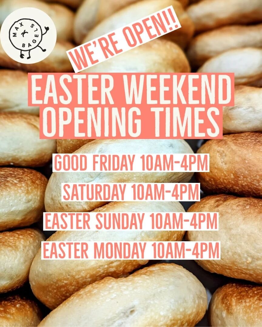 Easter Weekend opening times. 
We're here all weekend serving you the best bagels in town. 
Good Friday: 10am-4pm
Saturday :10am-4pm 
Easter Sunday :10am-4pm 
Easter Monday: 10am-4pm

#bagels #easter #falmouthcornwall