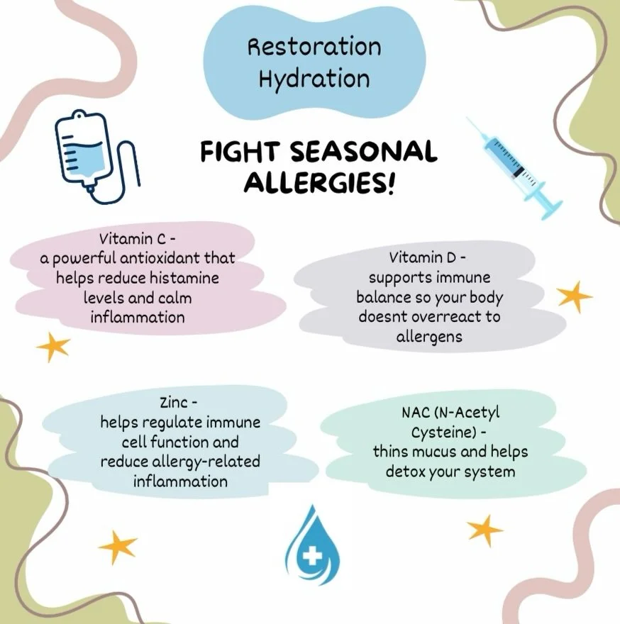 Allergy season + warmer days = don&rsquo;t forget to stay hydrated! ☀️🌿💧 Come recharge with IV infusions and wellness injections to feel your best this season!🤩