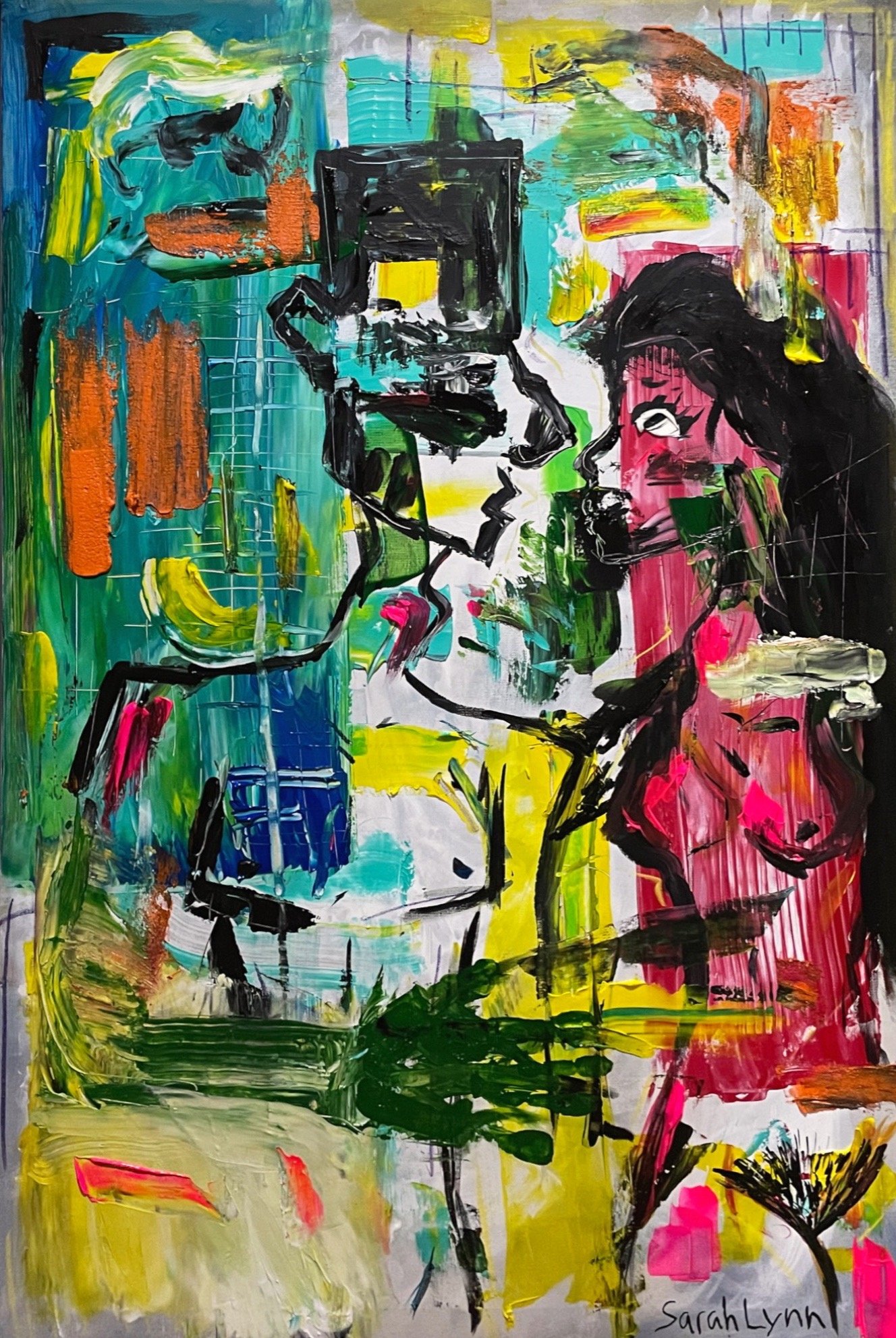Vulnerability (14) ~
24 x 36" acrylic & pastel on canvas, framed
$200