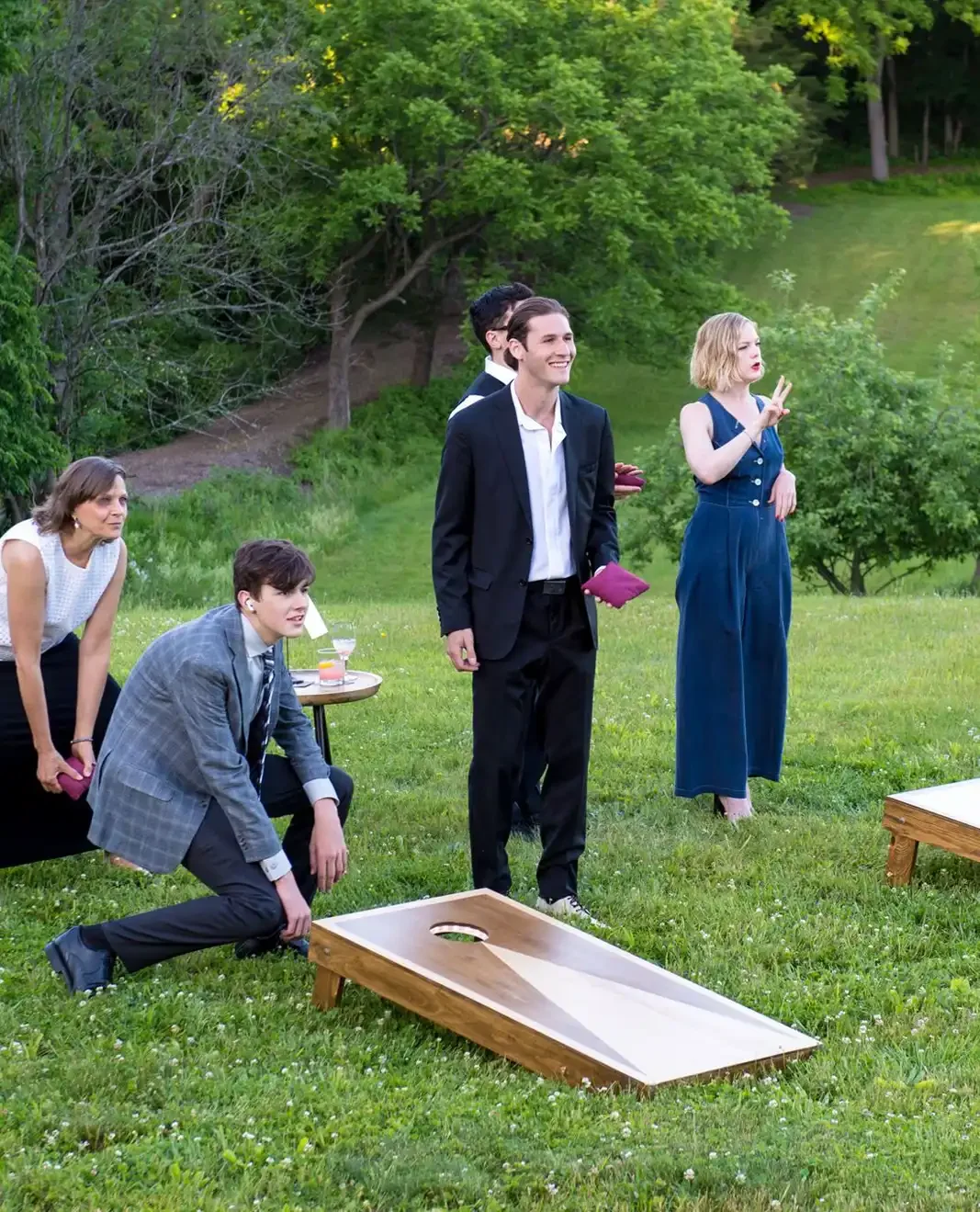 Cornhole Wedding Game Rentals at Meadow Ridge on Hudson NY David Perlman Photography portrait.webp