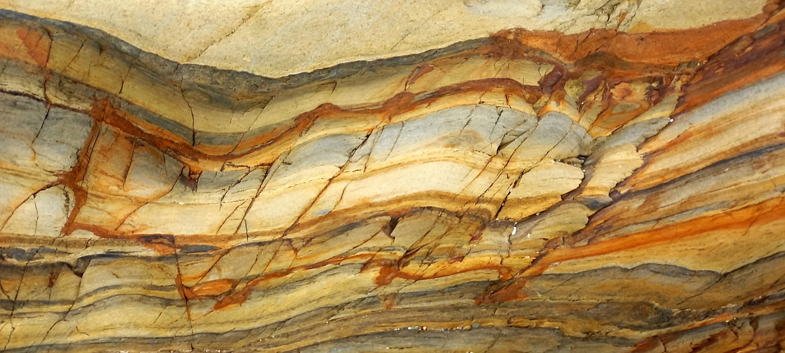 Wonderful rock colours and patterns as seem between Seafield and Tara Cove beaches in Co. Wexford