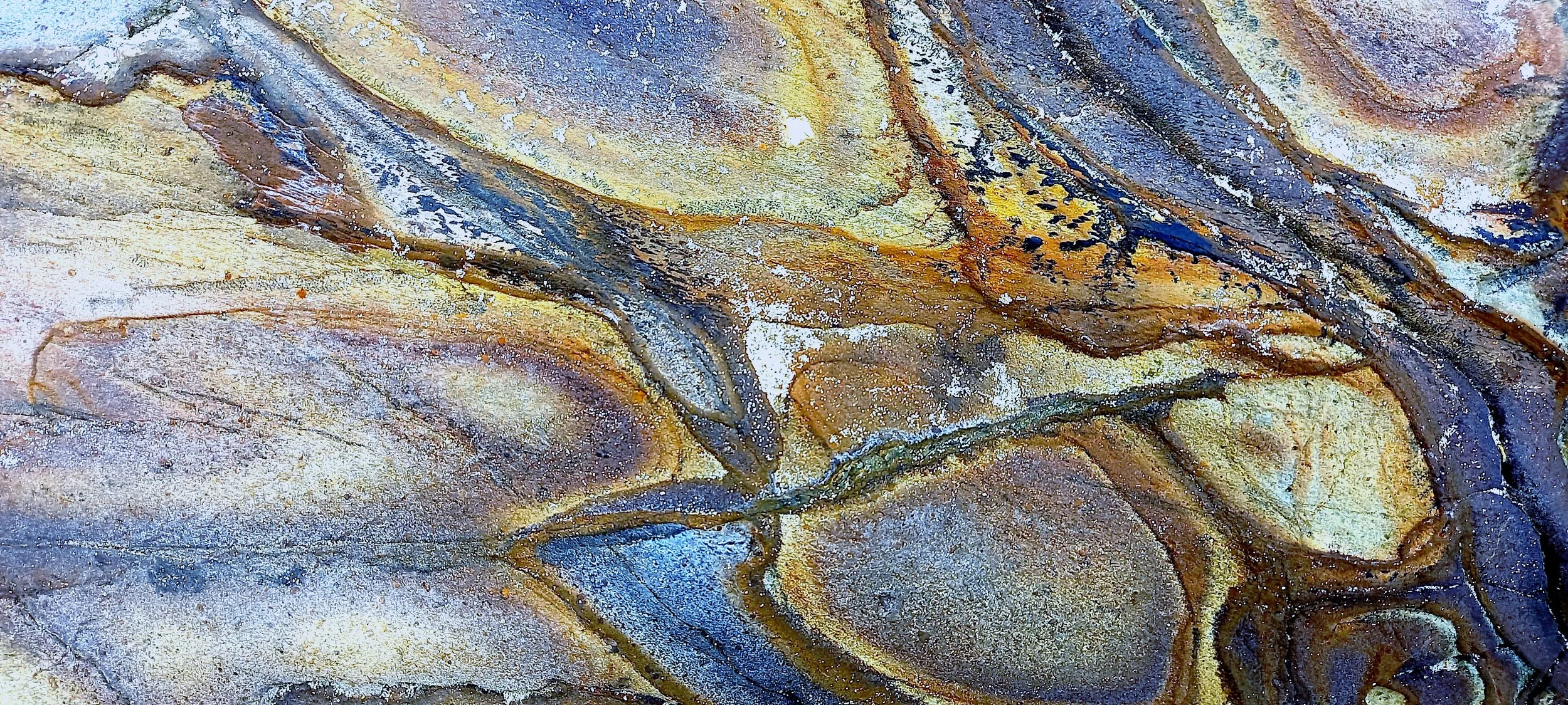 Rock colours and patterns as seem between Seafield and Tara Cove beaches in Co. Wexford