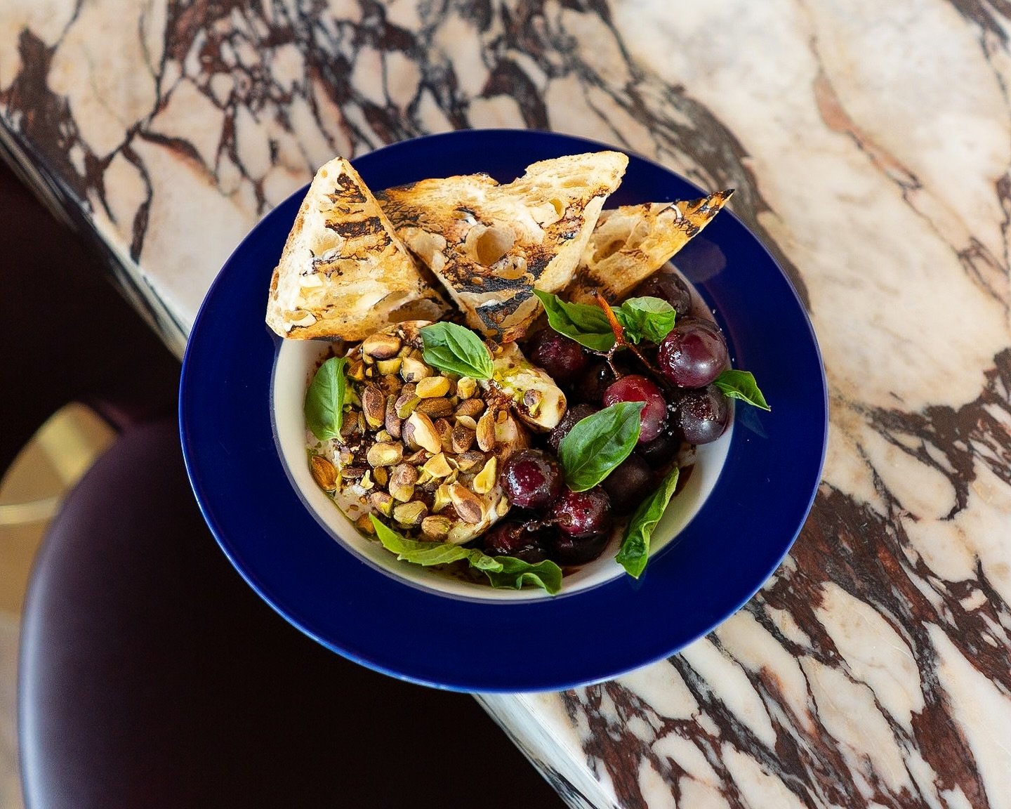 Burrata &ndash; roasted grapes, pistachios, grilled @lfbakeryhalifax baguette 

One of a few new dishes launched today as part of our Spring menu update! 🌱🍇🥖