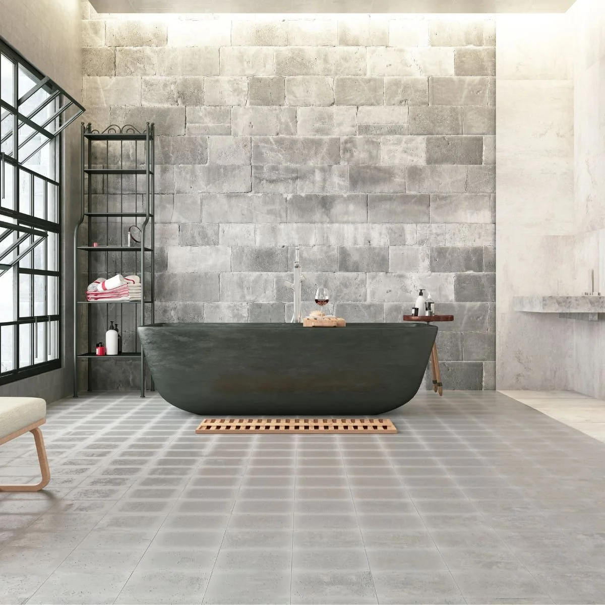 Gypse et céramique pour la salle de bain