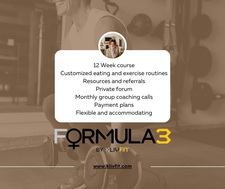 Here are the features and benefits of working with me for the next 90 days. 

You can compare those to other programs, but the difference is that Formula3 will be the last program you'll have to buy. 

You'll learn how and what to do to stay healthy.