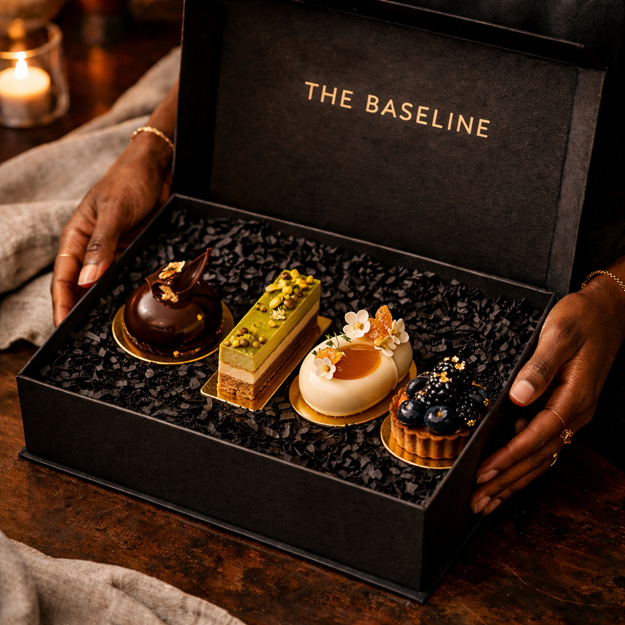 Luxury desserts in a gold-stamped box.png