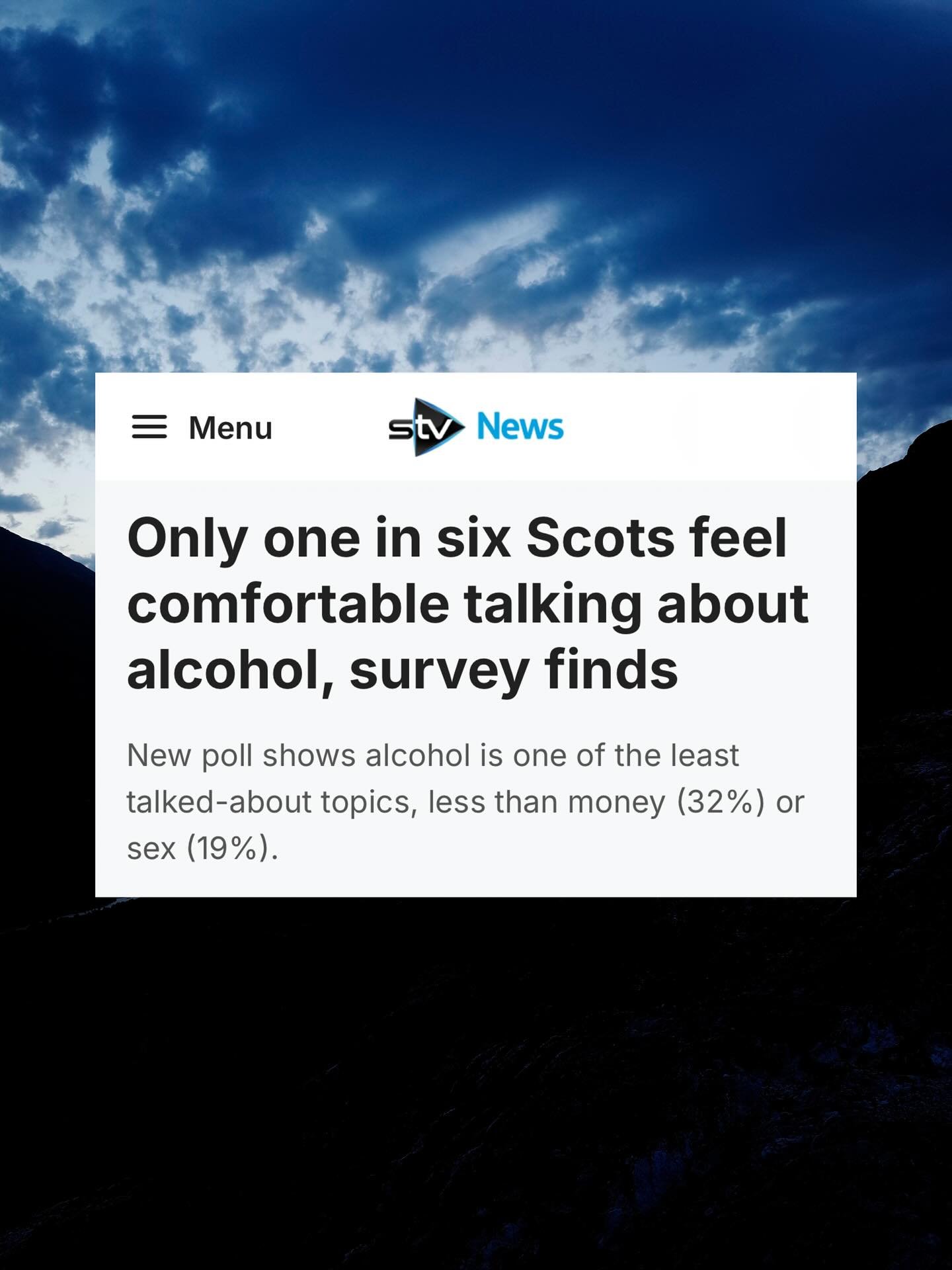 Only 17% adults in Scotland feel comfortable talking about our relationship with alcohol. We&rsquo;re here to open that conversation. 💙

#alcoholfree #sobercurious