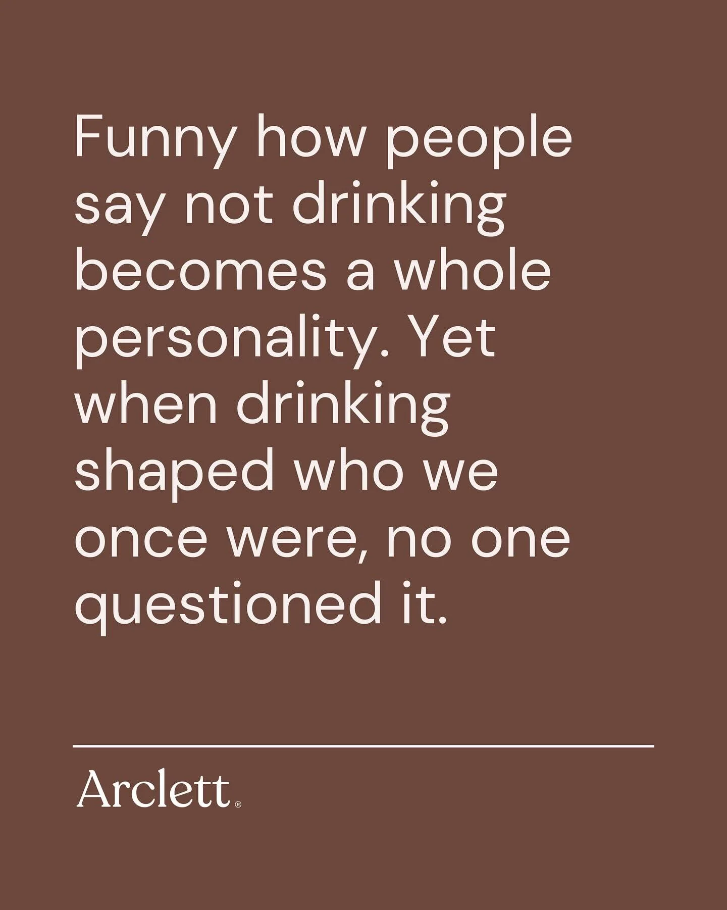 Choosing not to drink often triggers a double standard.

When we conform, it&rsquo;s normal. 

When we choose differently, it becomes our personality.

Part of our mission is to encourage people to reflect on how we judge choices.

#sobercurious #alc