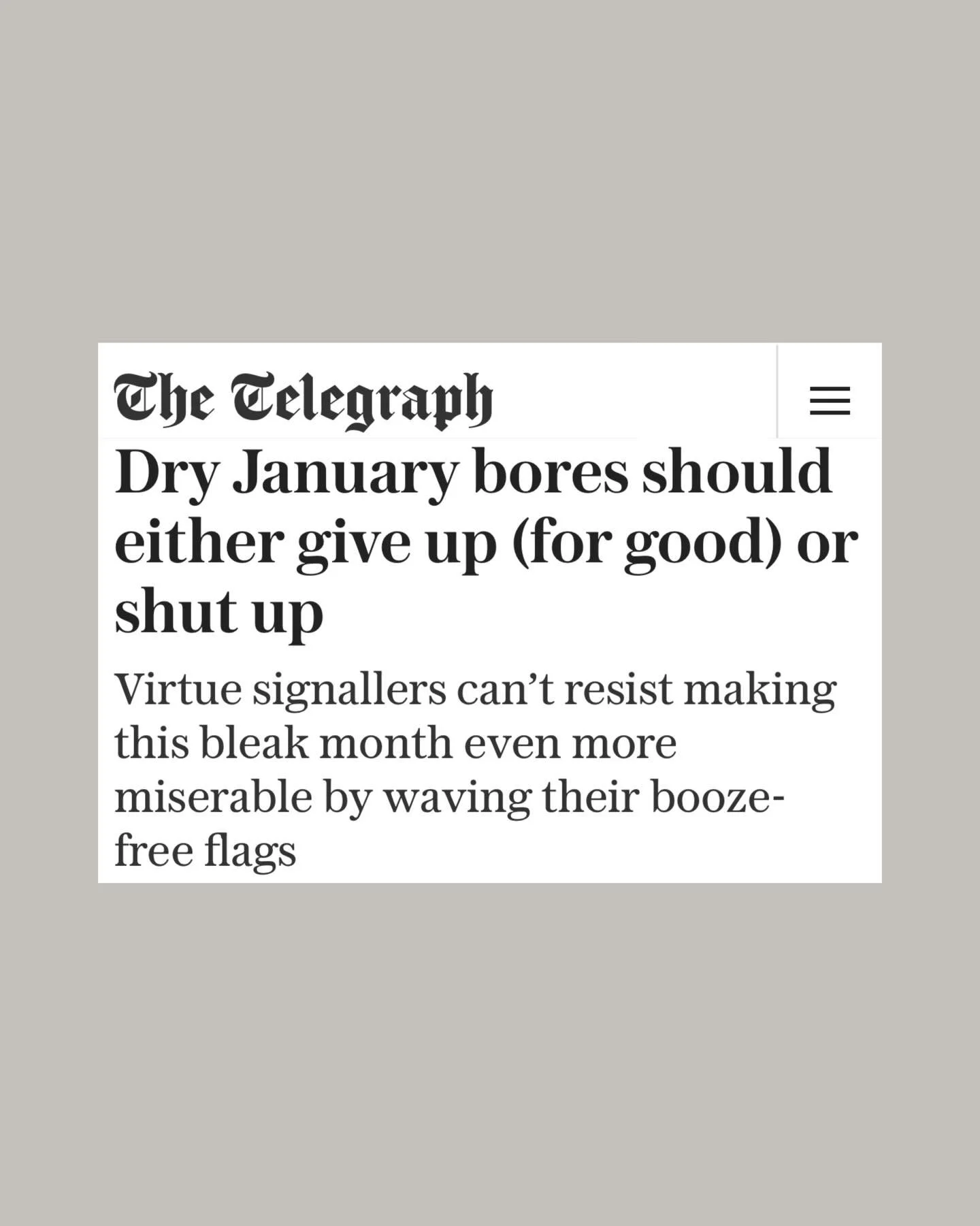 We&rsquo;re noticing more headlines like this. 

Is exploring sober curiosity boring, unnecessary or something to reject?

As @dryjanuary has reached a critical mass over the past few years, it&rsquo;s no surprise alcohol non-use attracts these kinds