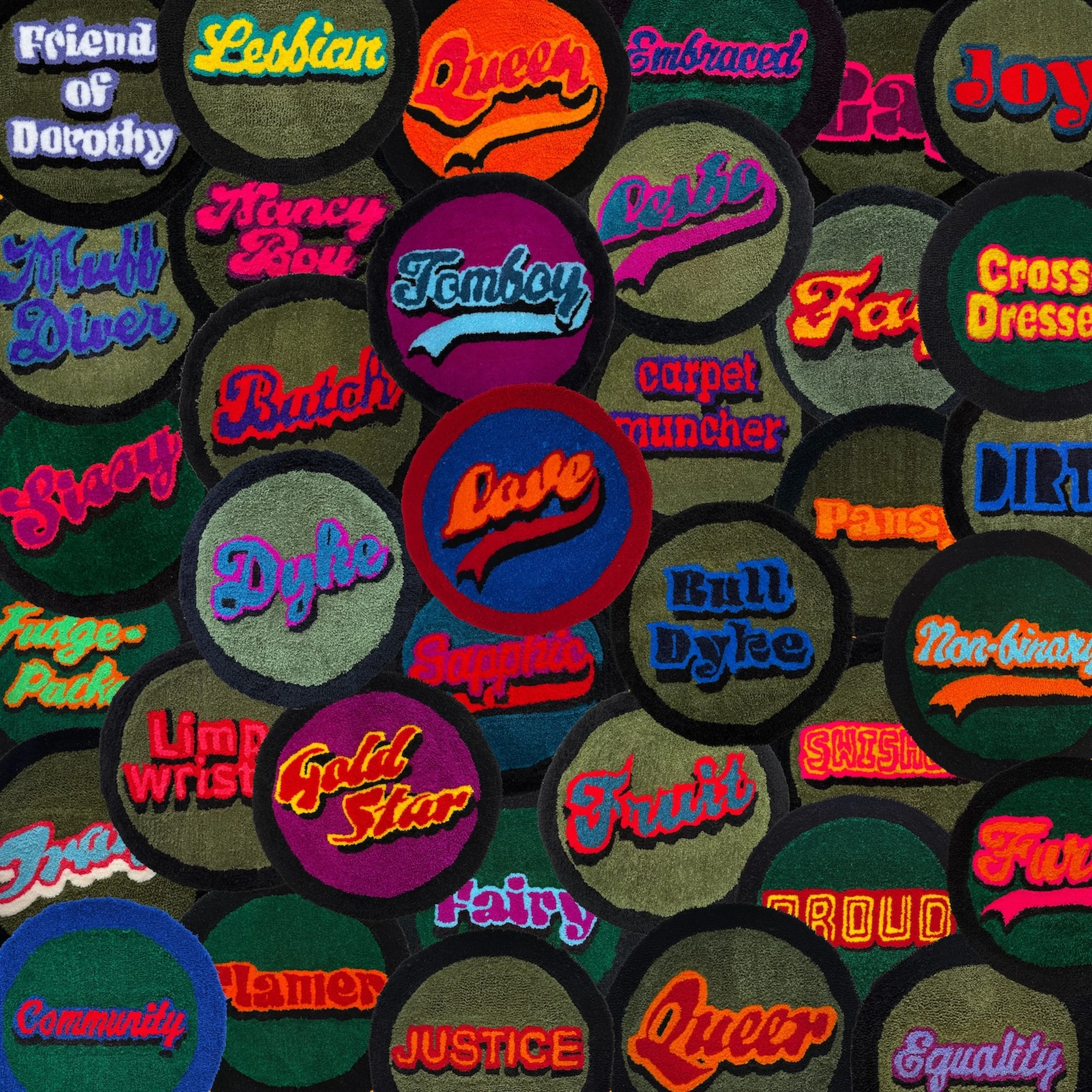 Woven Evidence
50+ 24" tufted merit badges