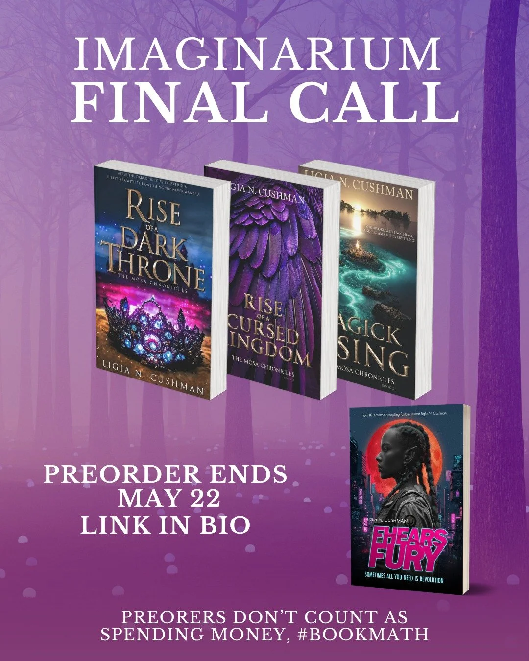 Preorders officially close tomorrow and with it, your chance at a limited edition Fhear's Fury book box. Don't wait, preorder it now. 

You can find all the deets in my linktree!

#imaginarium2026 #ligiacushman #bookconvention #RomanceReads #Preorder