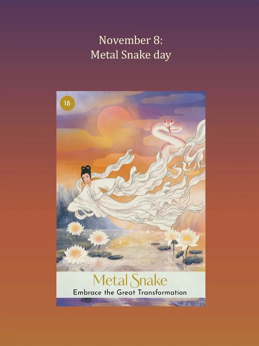 November 8: Metal Snake day. Pay special attention to your surroundings with the Snake and the Pig month opposing each other on this Destruction day in the Chinese calendar, which amplifies the volatility of this year&rsquo;s clash month. Though we m