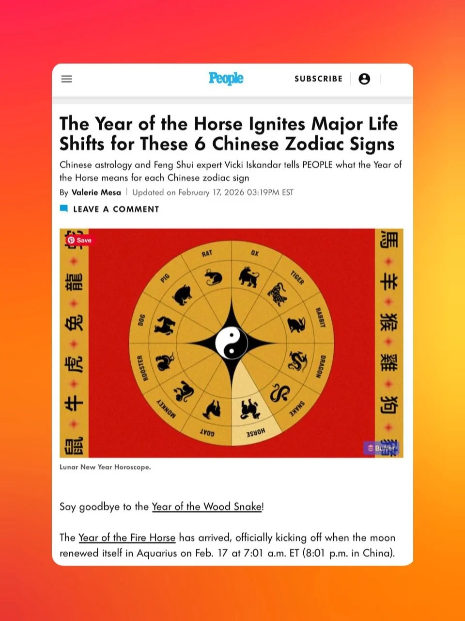 Here&rsquo;s a little preview of what the year of the Horse means for the Horse and allies the Dog and the Tiger. Click the link in my bio to read the full article. I&rsquo;m so happy I got to collaborate with People Magazine again!