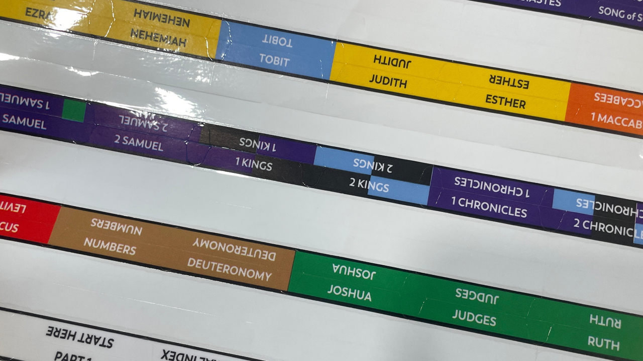 Step 2: Peel a Great Adventure Bible tab off and get ready to position it!