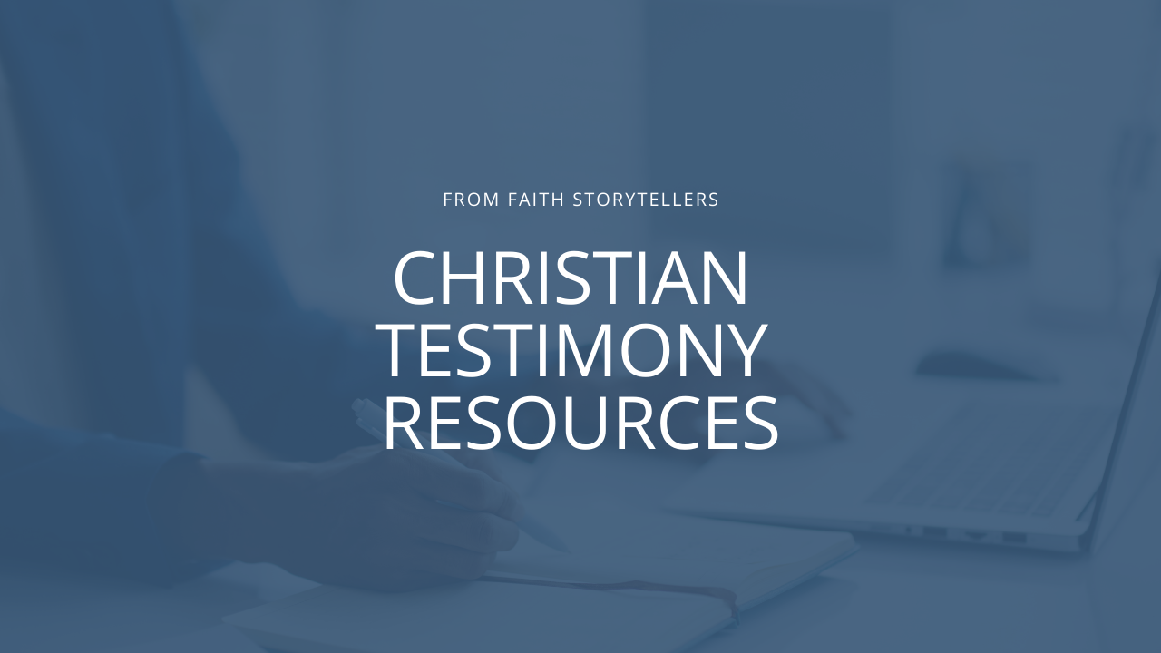 A woman writes her personal faith story using this collection of Christian testimony resources from Faith Storytellers.