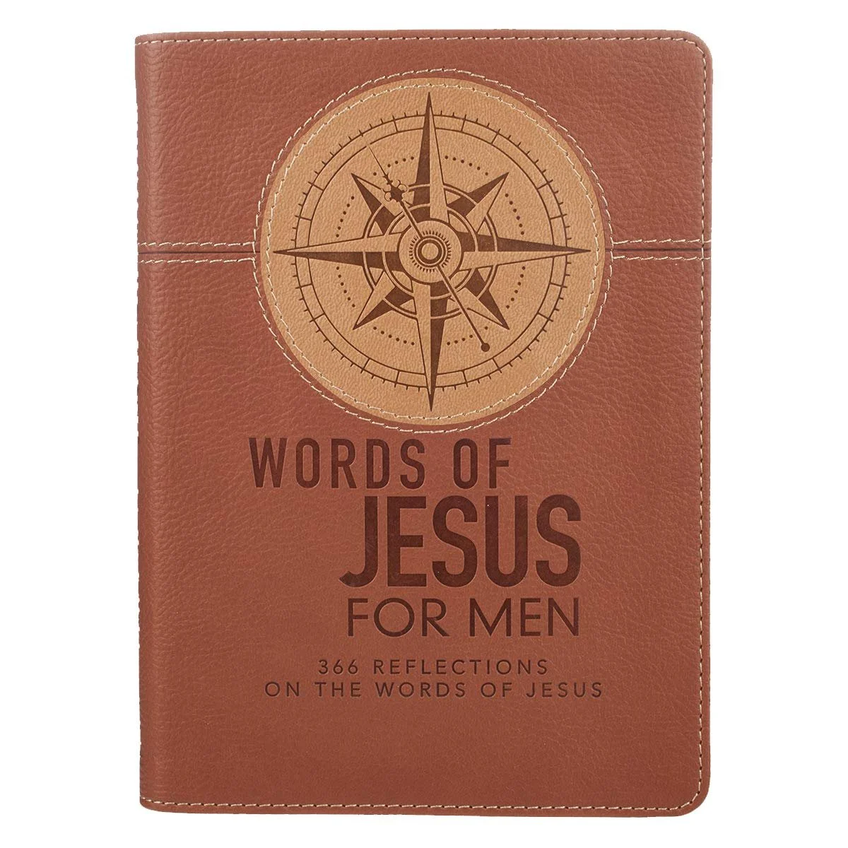 Book cover of “Words of Jesus for Men Daily Devotional.” It’s on our recommended list of biblical encouragement for men.