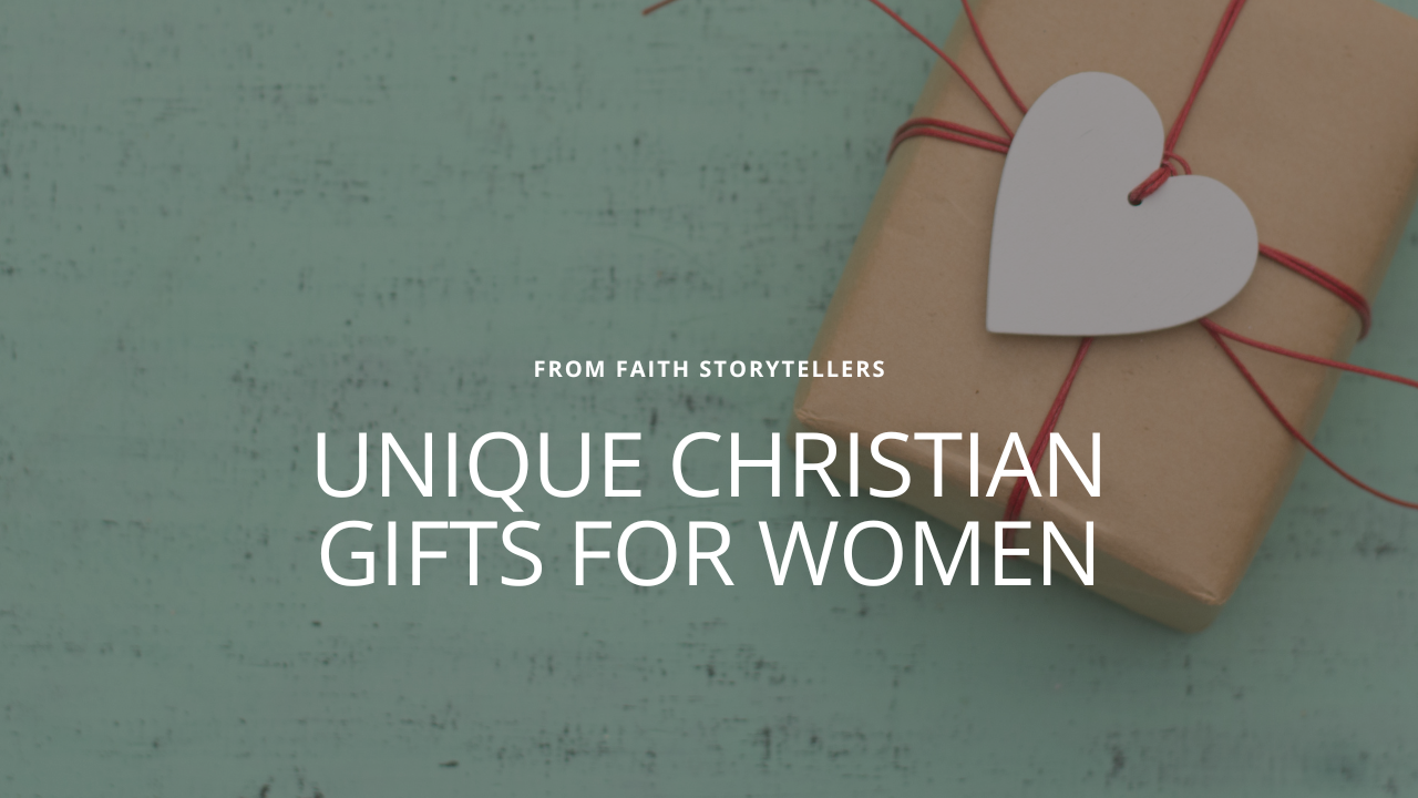 Unique Christian gifts for women – beautifully wrapped present with heart tag from Faith Storytellers, perfect faith-inspired gift ideas for 2025