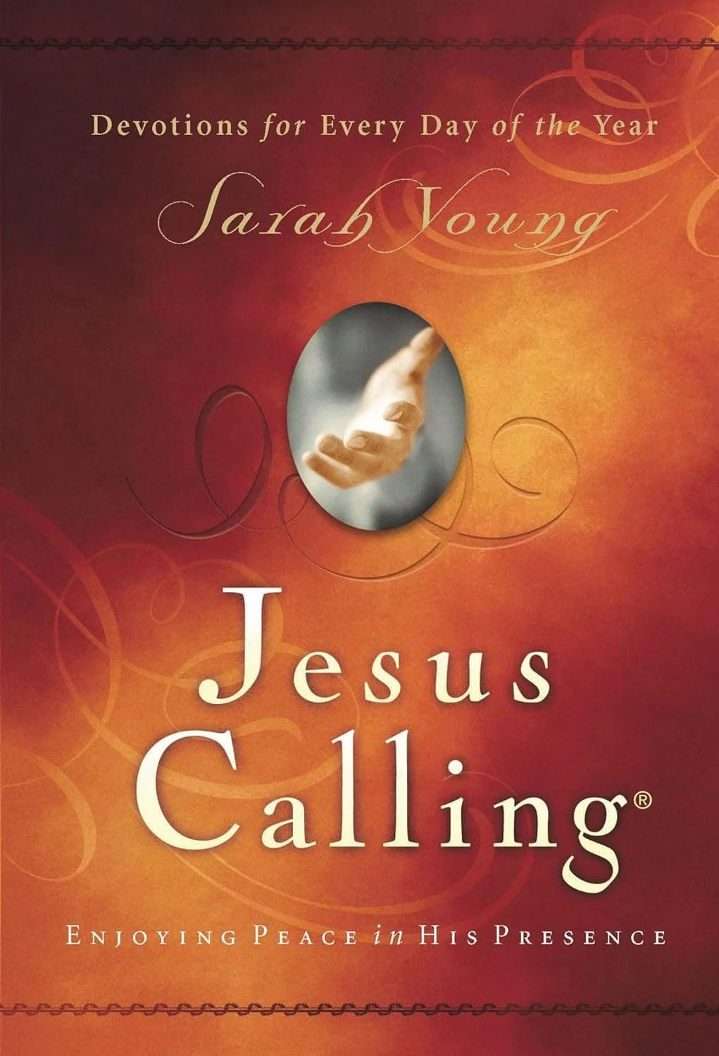 Book cover of “Jesus Calling” by Sarah Young is on our list of the best devotional for beginners.