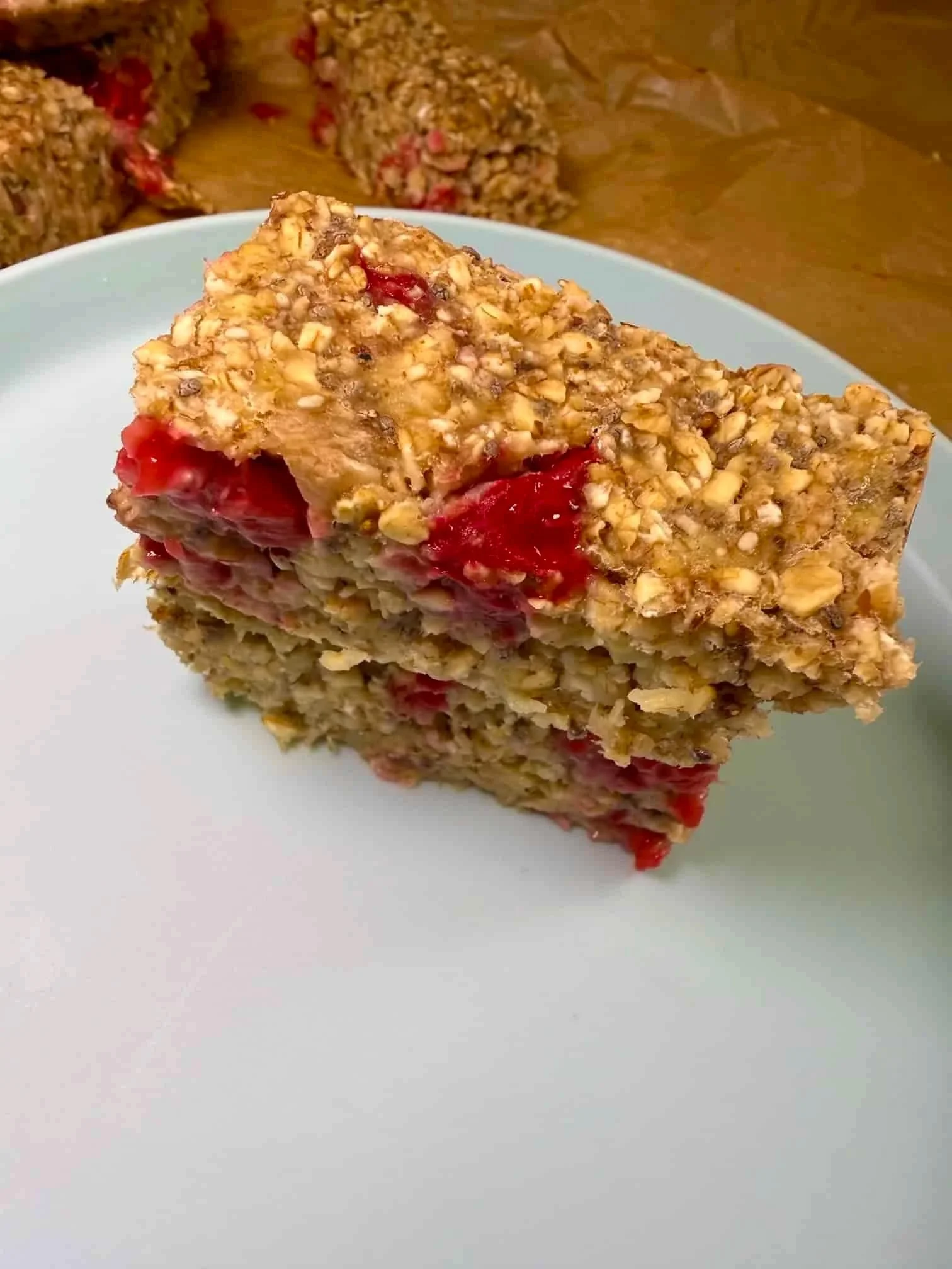 A stack of porridge fingers standing on a toddler plate