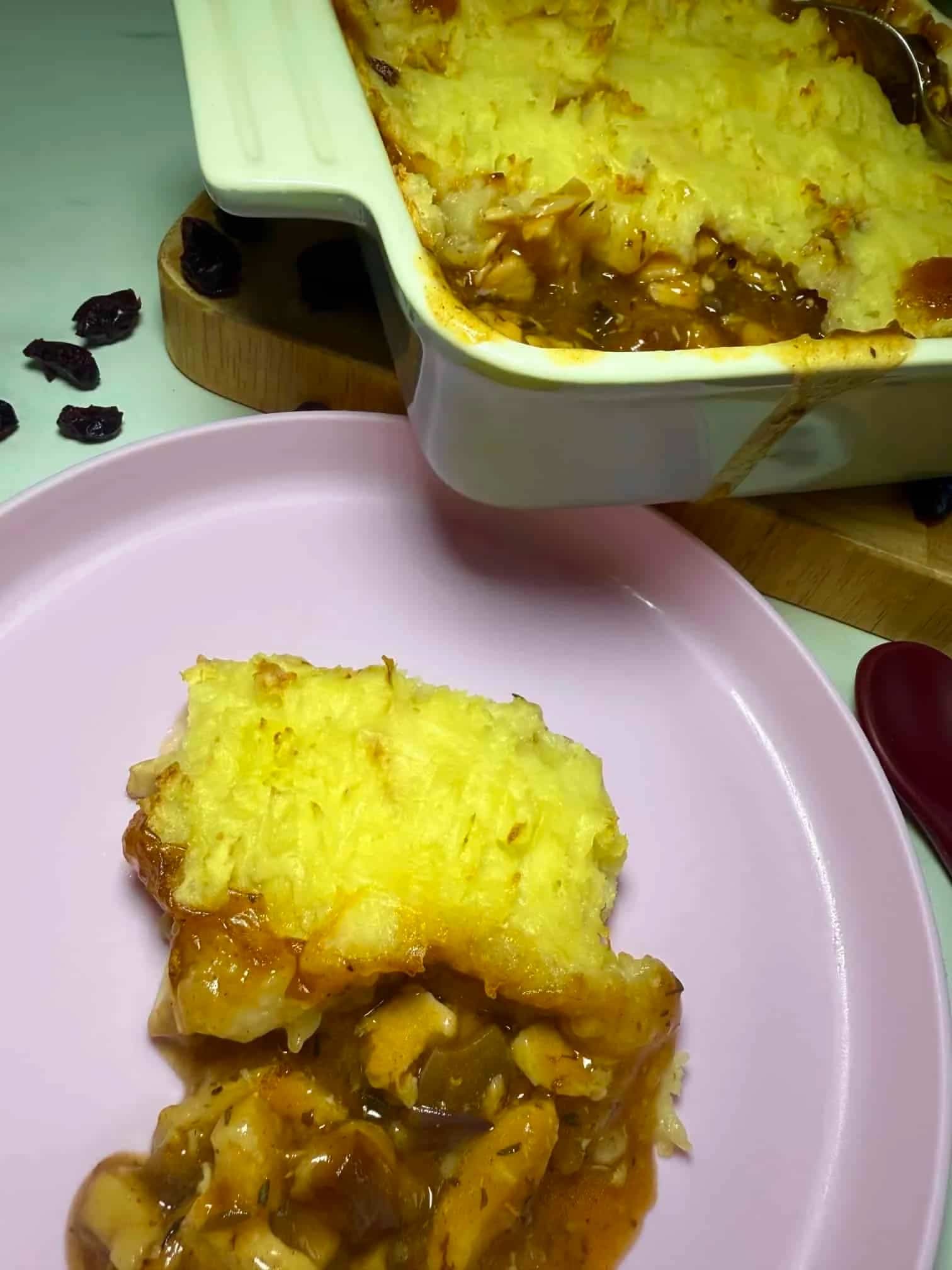 A portion of turkey cottage pie made with Christmas leftovers for babies and toddlers