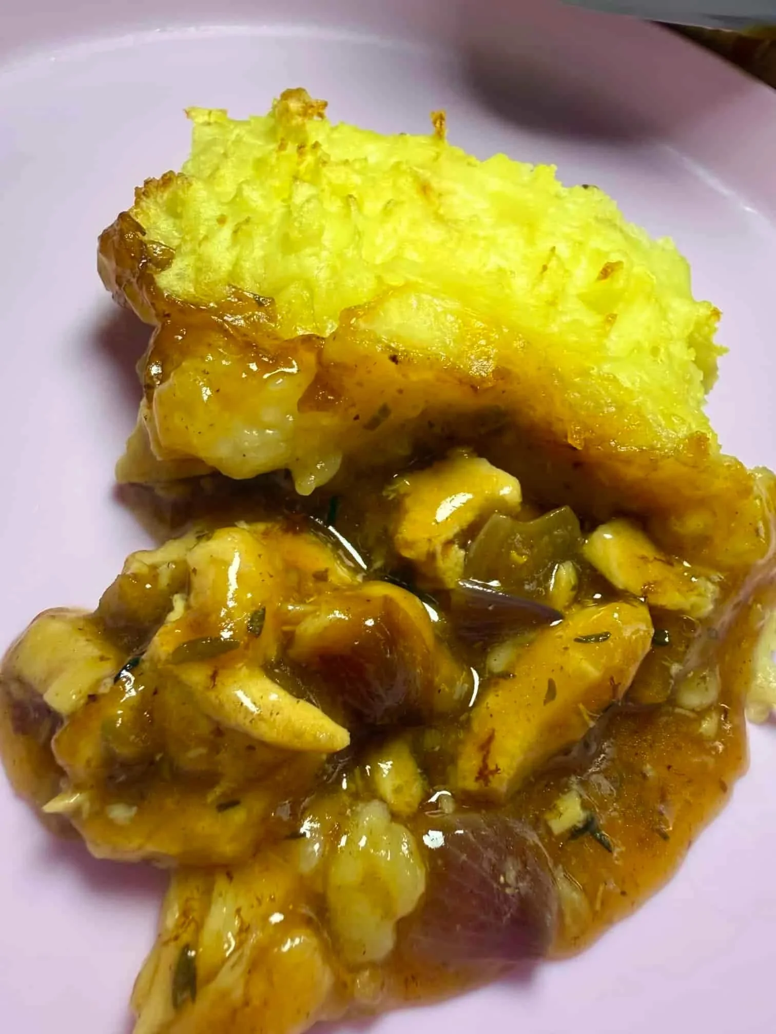 A portion of turkey cottage pie made with Christmas leftovers for babies and toddlers