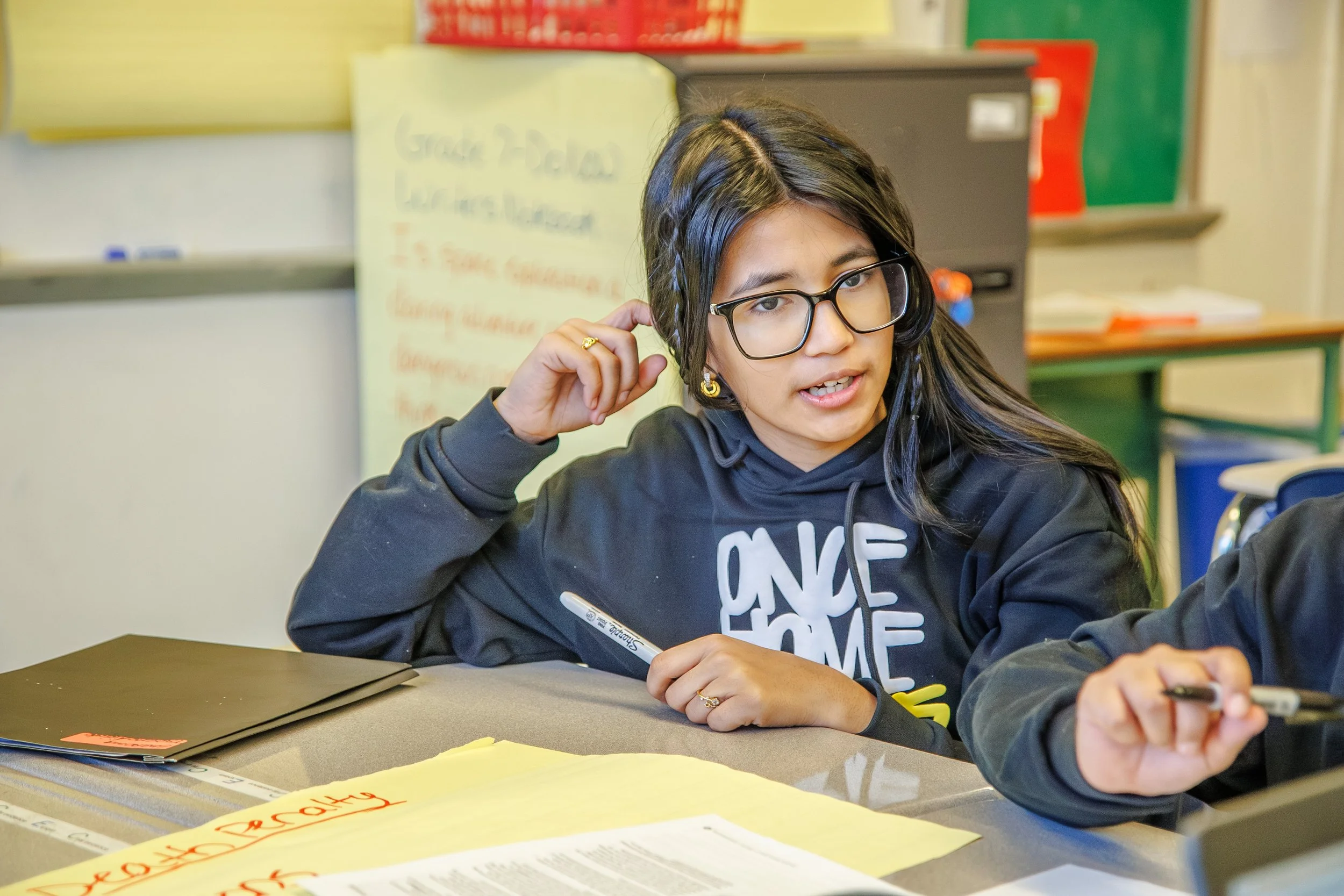 A student think something