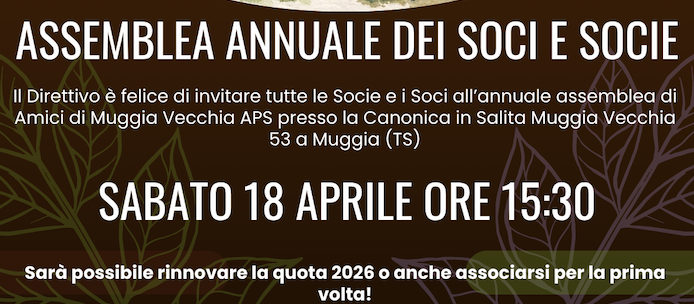 Assemblea Generale Amici di Muggia Vecchia APS 2026