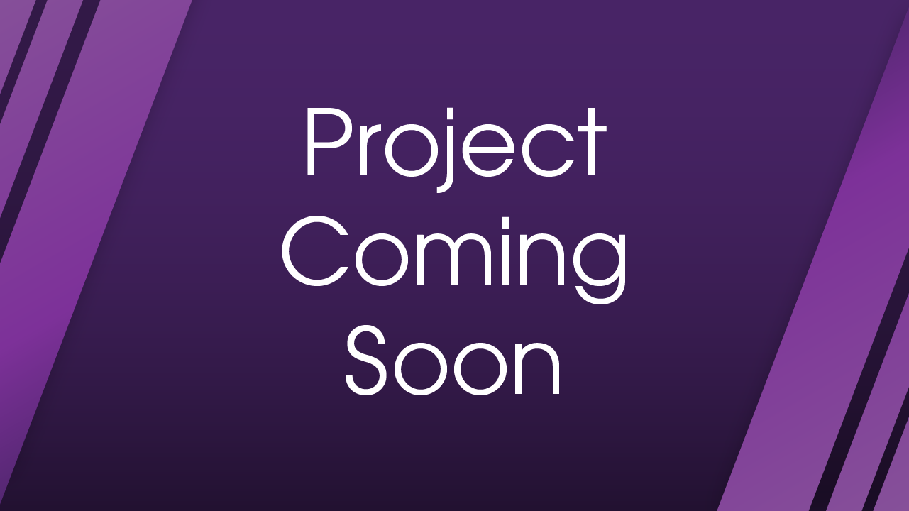 A purple geometric background with the text 'Project Coming Soon' in white letters.