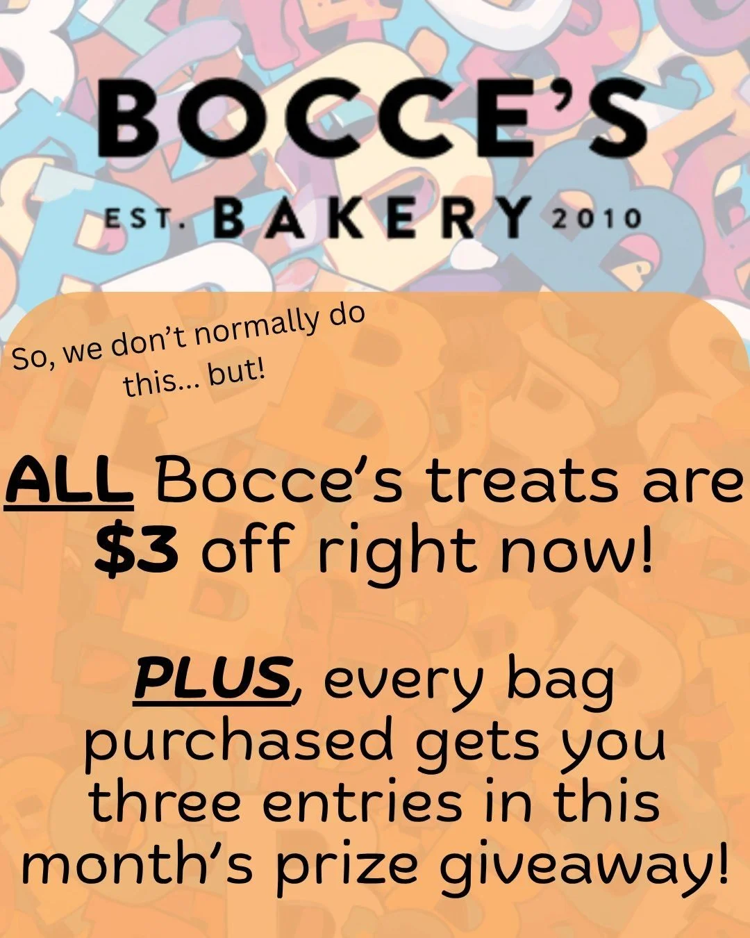 So... We don't normally do this, but we have an explosion of Bocce's treats! 💥 We have too much inventory and not enough shelf space, so help us clear out these treats with $3 off all Bocce's treats right now (excluding Brushy Sticks)! 🐾👅

AND, fo