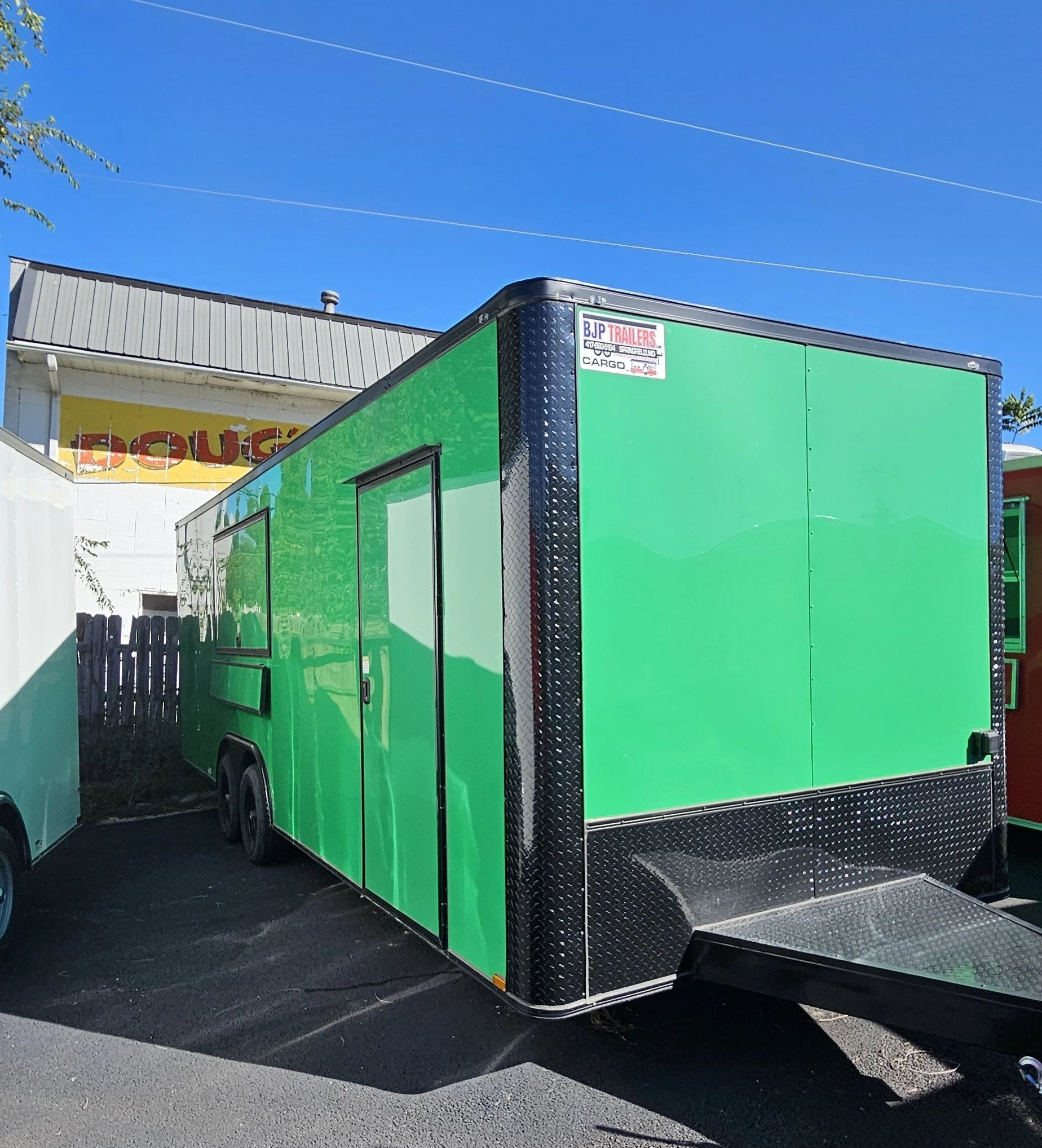 nose view of 8.5X24 Green Concession Trailer #70672
