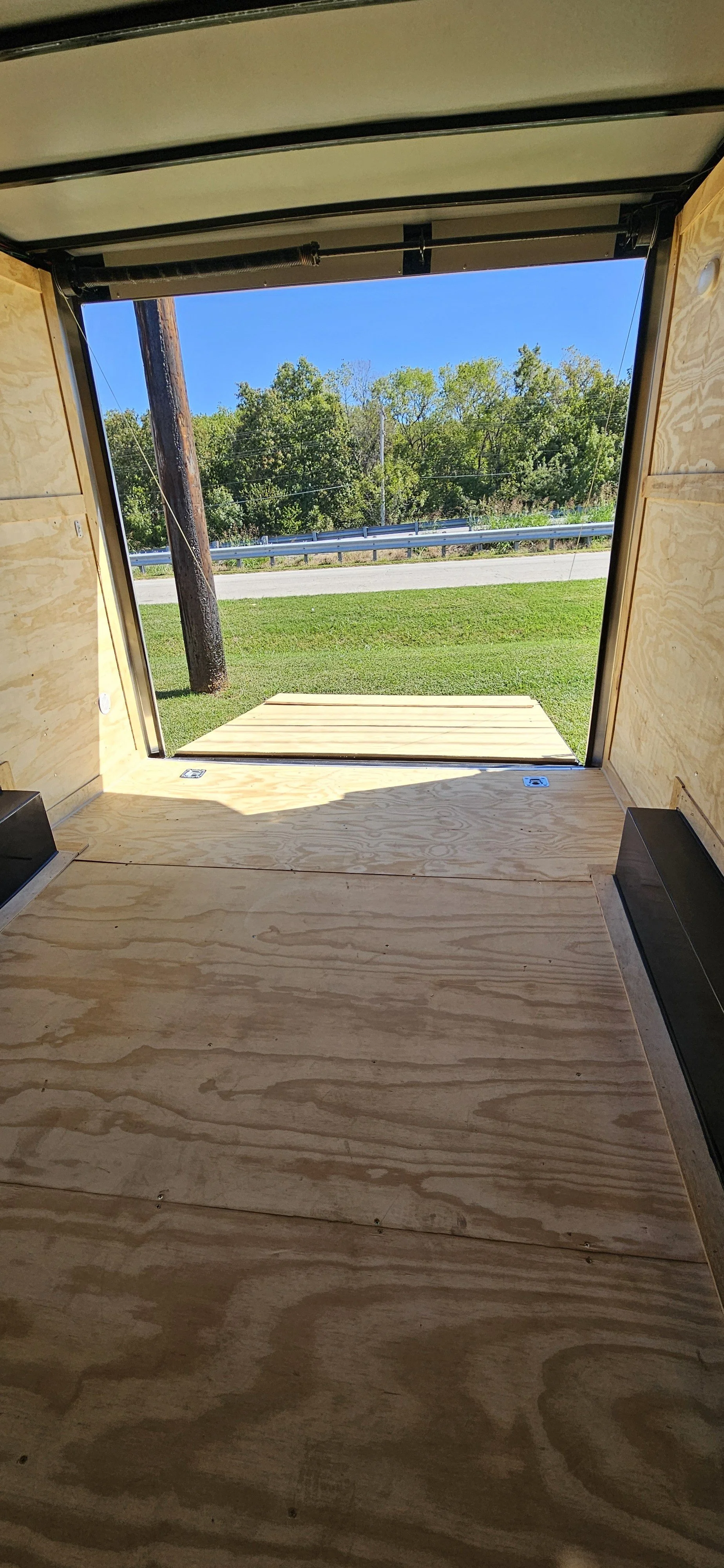 8.5X16TA Charcoal Cargo Trailer #79055 inside looking out