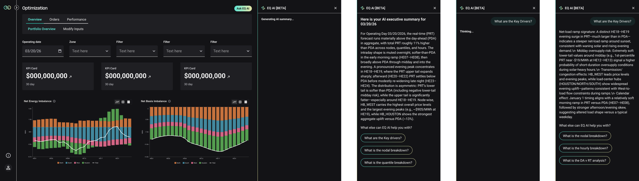 Screenshots of AI chat experience in the UI