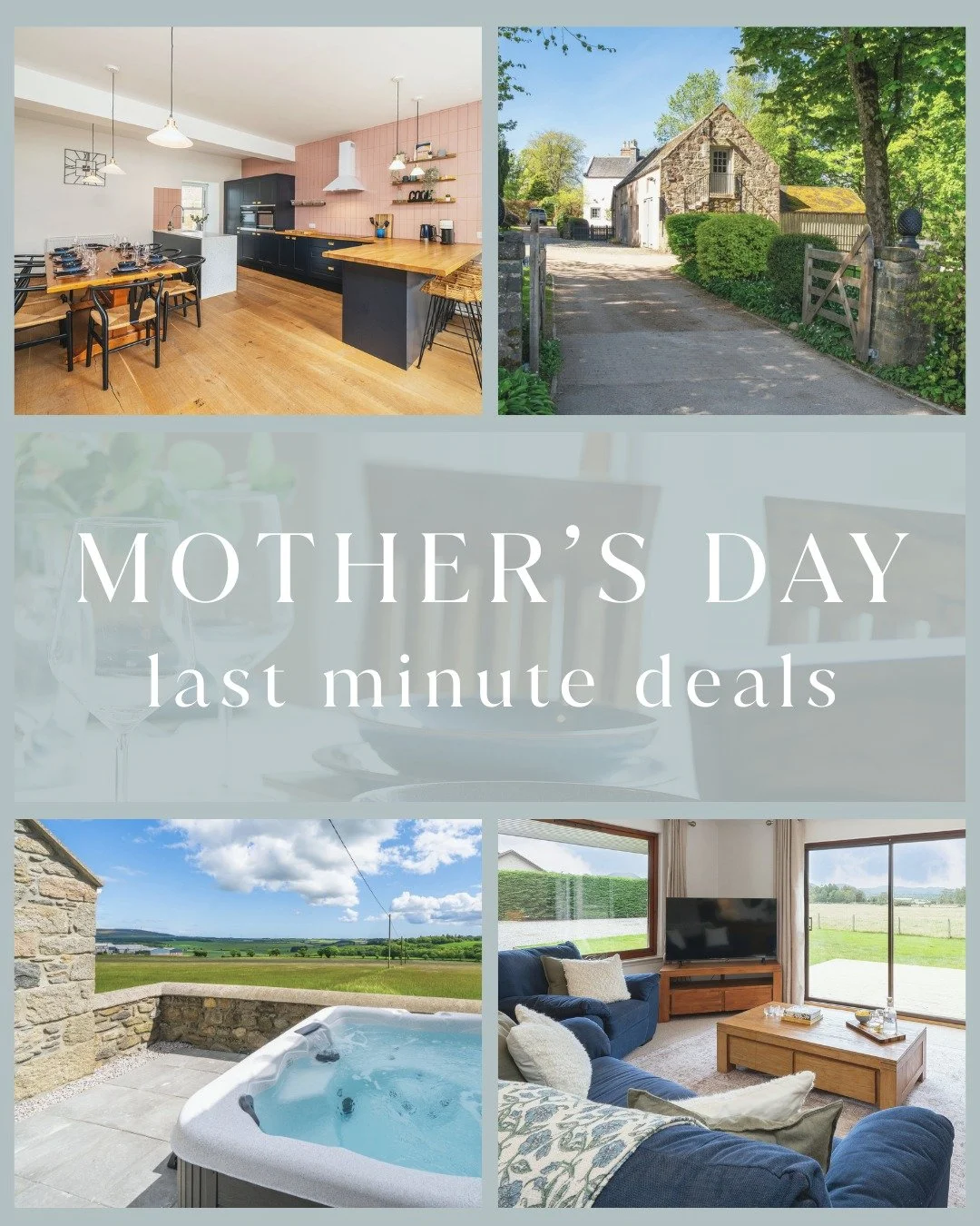 🌸 Mother&rsquo;s Day Getaway Offer 🌸

Looking for the perfect Mother&rsquo;s Day gift? Skip the flowers and give Mum what she really deserves&hellip; a long weekend away with the family.

✨ Special Offers:
🏡 Kirkton Farmhouse, Woodside &amp; Hillv