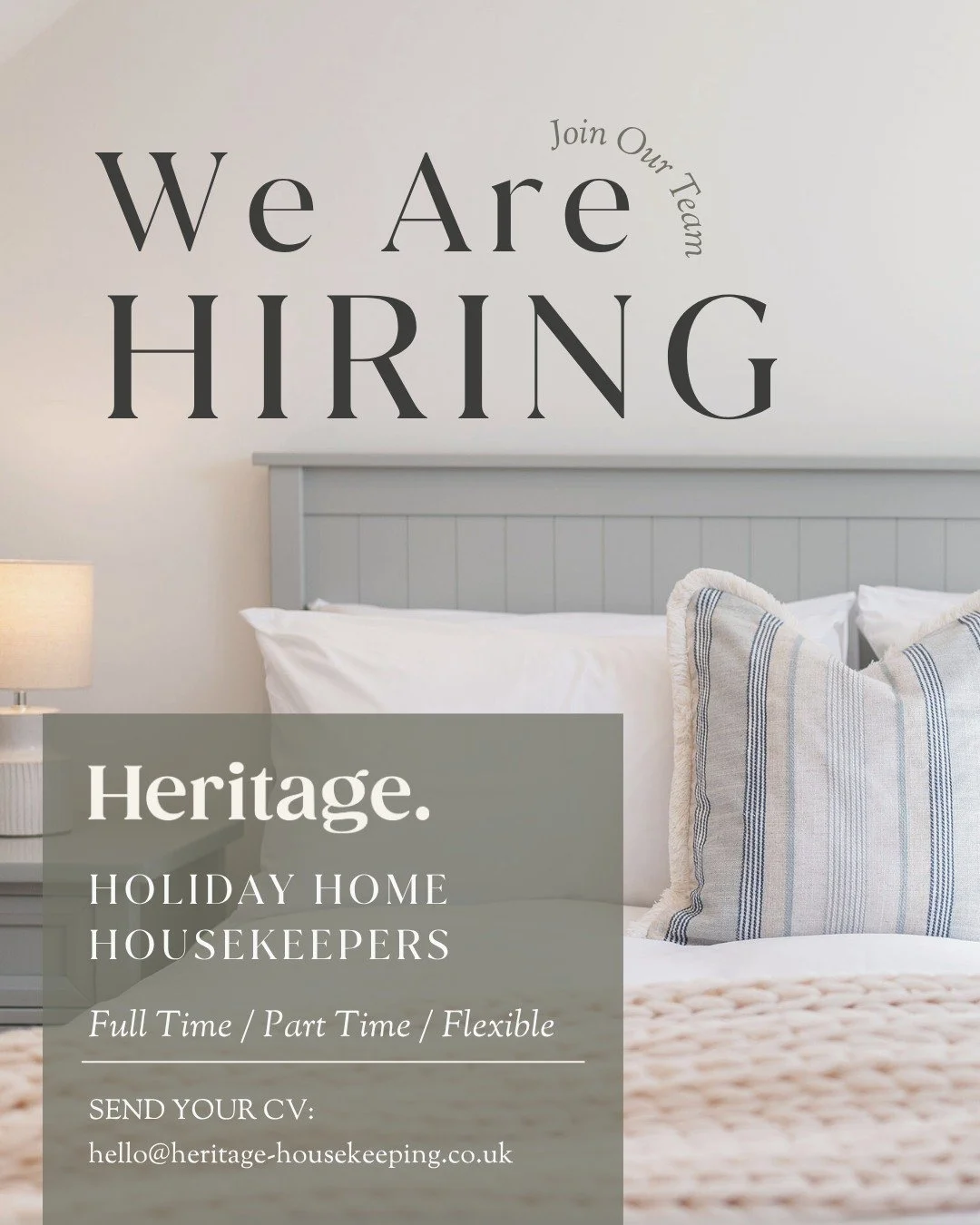 🏡 WE'RE HIRING &ndash; HOLIDAY HOME HOUSEKEEPERS 🏡 

Does making a bed with fresh linen and perfect hospital corners give you a buzz? 
Do you love the sight of gleaming taps, neatly folded towels, and a room that's absolutely spotless? 

If you're 