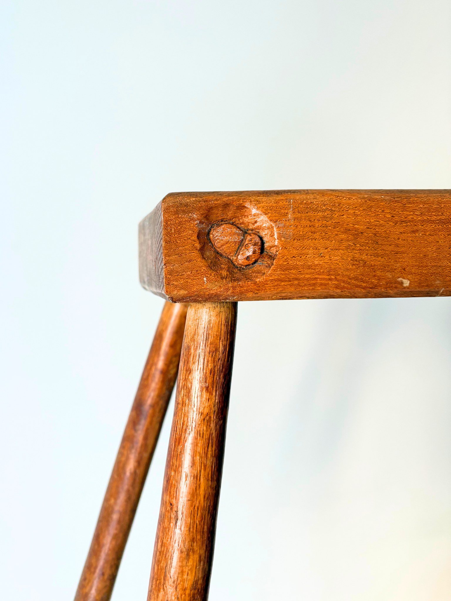 Primitive Handmade Acorn Man Stool - Bureau Bruton Vintage Furniture Shop