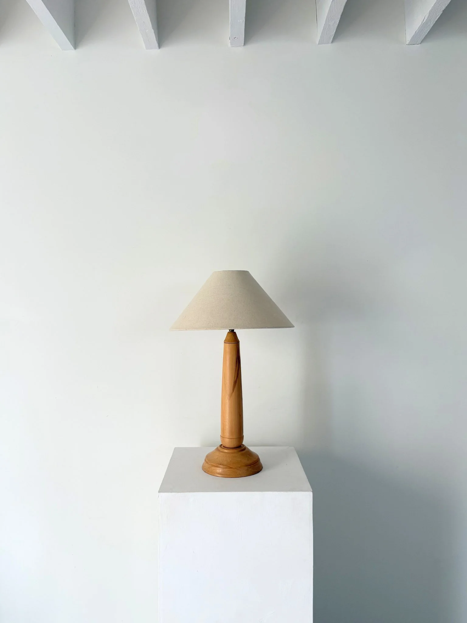 Minimalist 20th Century Turned Wood Table Lamp - Bureau Bruton Antique and Vintage Shop