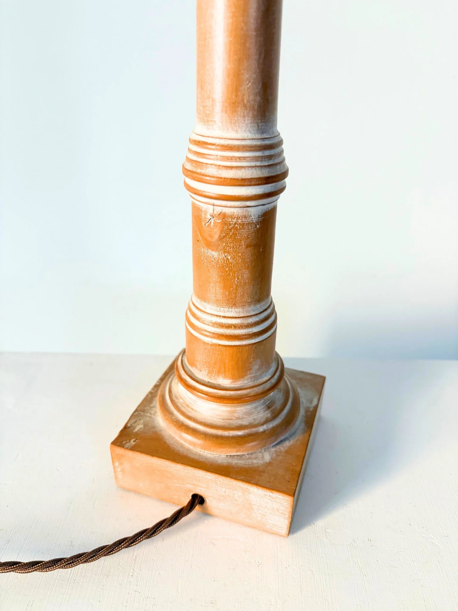 Limed Column Lamp With Banding - Bureau Bruton Antiques and Vintage