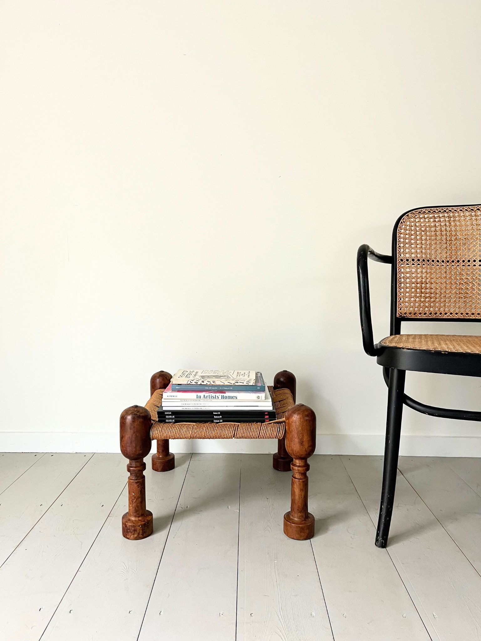 20th century Indian handmade chunky turned wood stool - Bureau Bruton