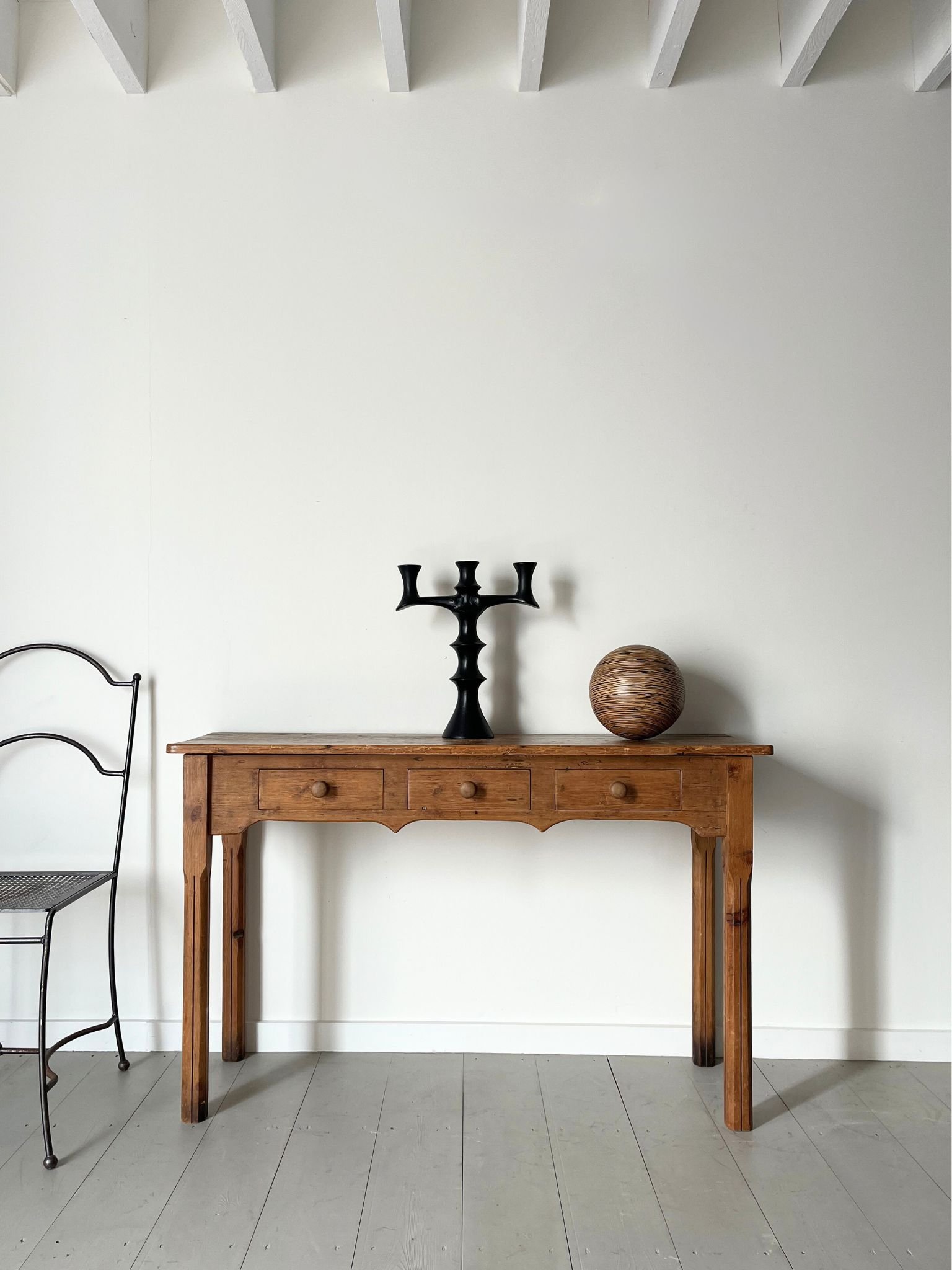 Primitive antique pine hall table or console - Bureau Bruton Vintage and Design Gallery