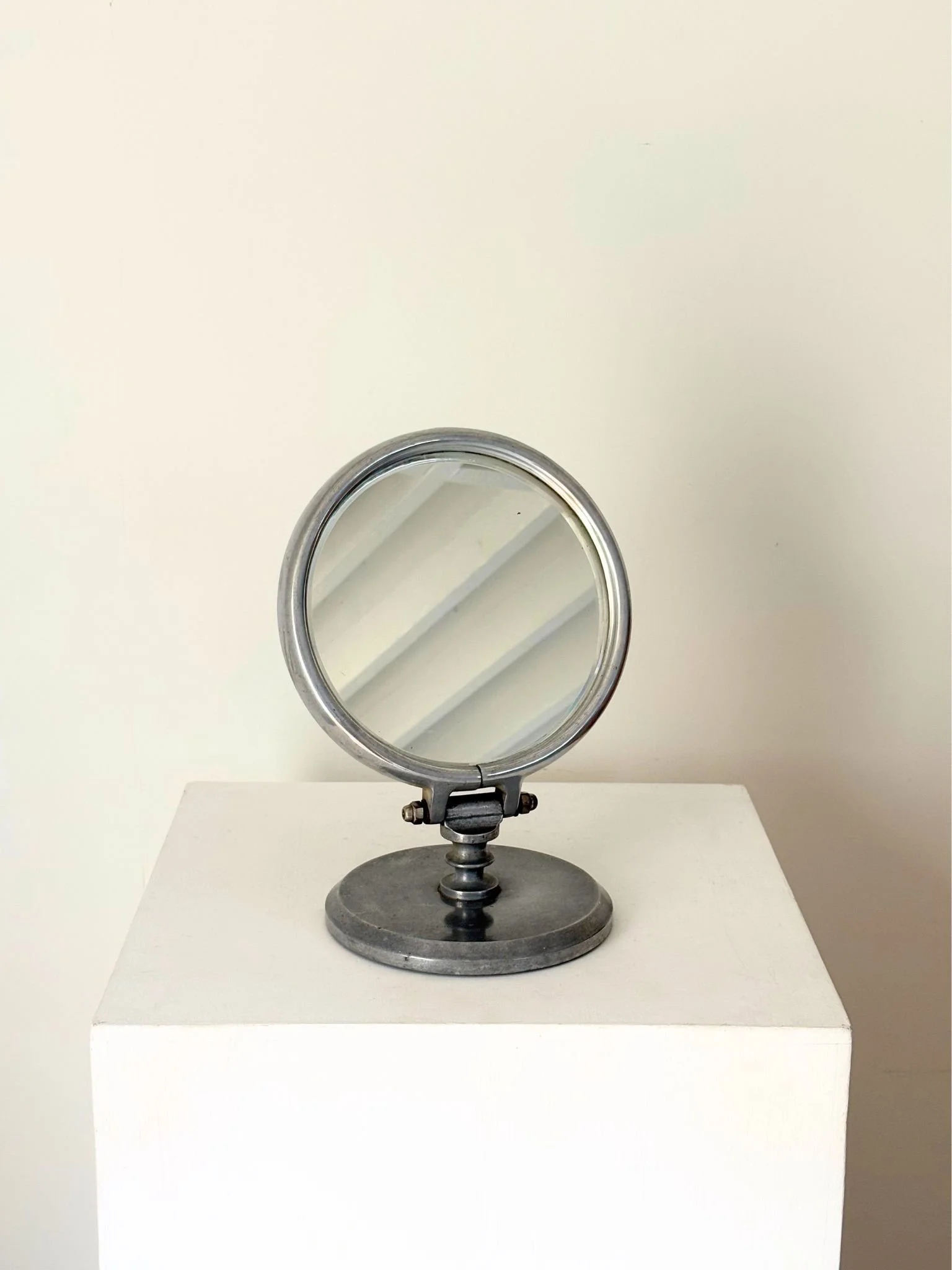 Art Deco Vanity Mirror In Cast Silvered Metal - Bureau Bruton Antique and Vintage Shop