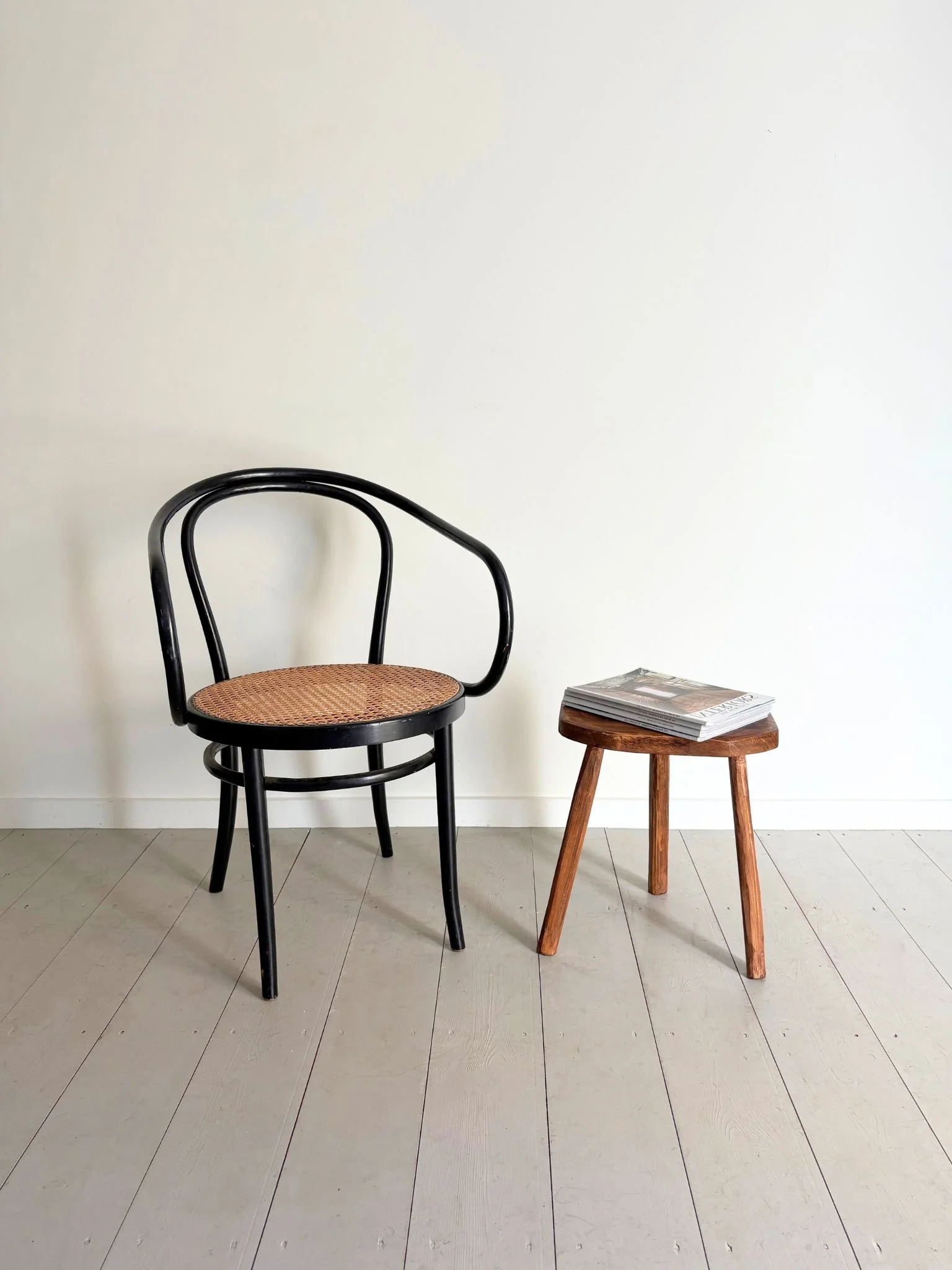Primitive Handmade Solid Wood Rustic Side Table Stool - Bureau Bruton Antique and Vintage Shop